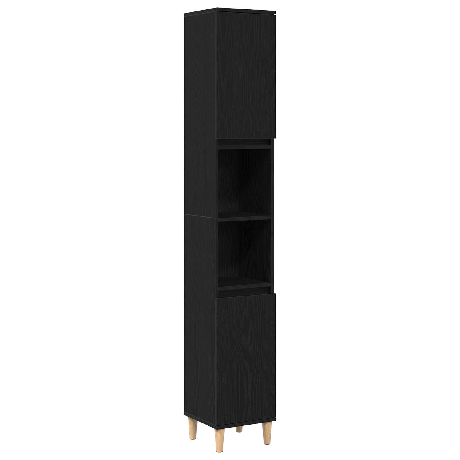 vidaXL Badschrank Schwarz Eiche 30x30x190 cm Holzwerkstoff