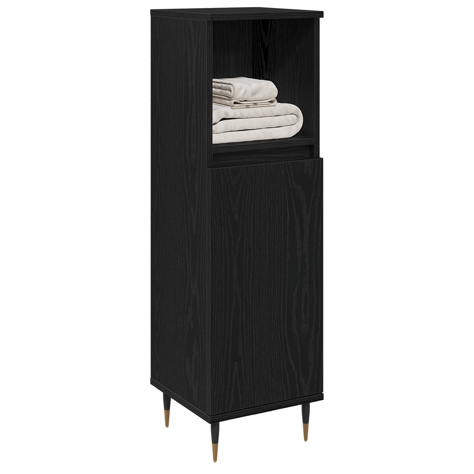 vidaXL Badschrank Schwarz Eiche 30x30x100 cm Holzwerkstoff