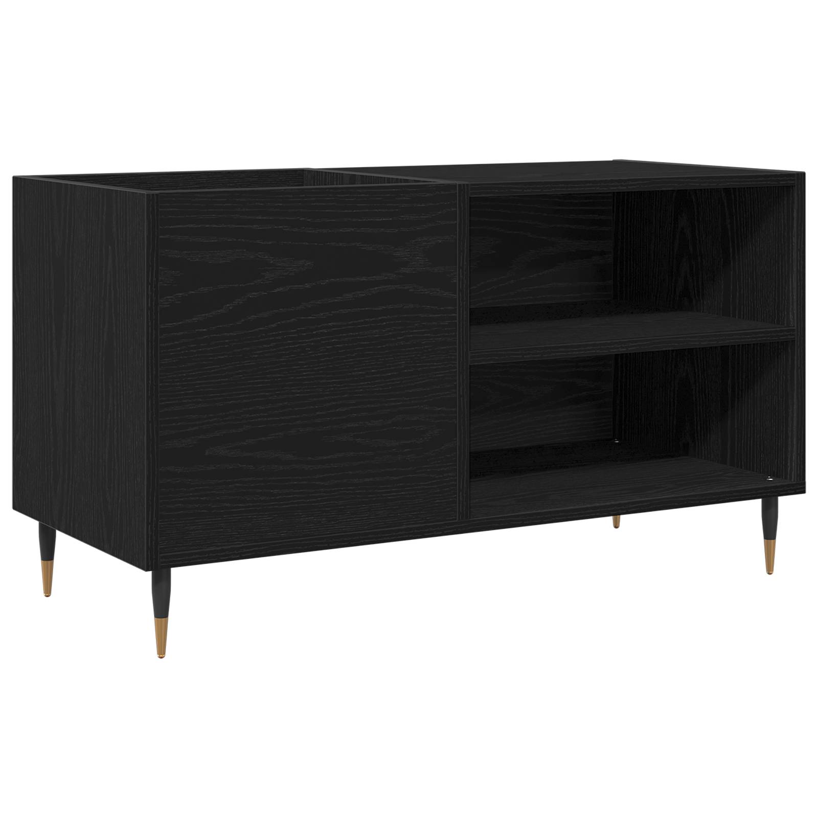 vidaXL Schallplattenschrank Schwarz Eiche 84,5x38x48 cm Holzwerkstoff