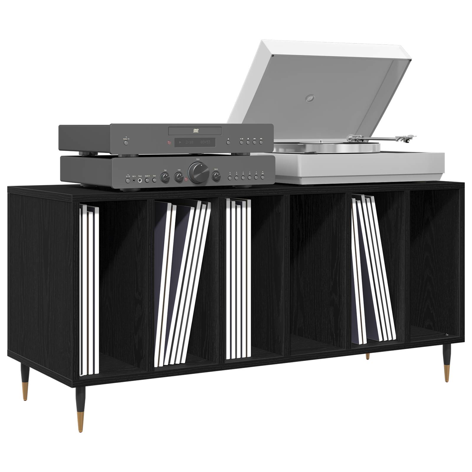 vidaXL Schallplattenschrank Schwarz Eiche 100x38x48 cm Holzwerkstoff