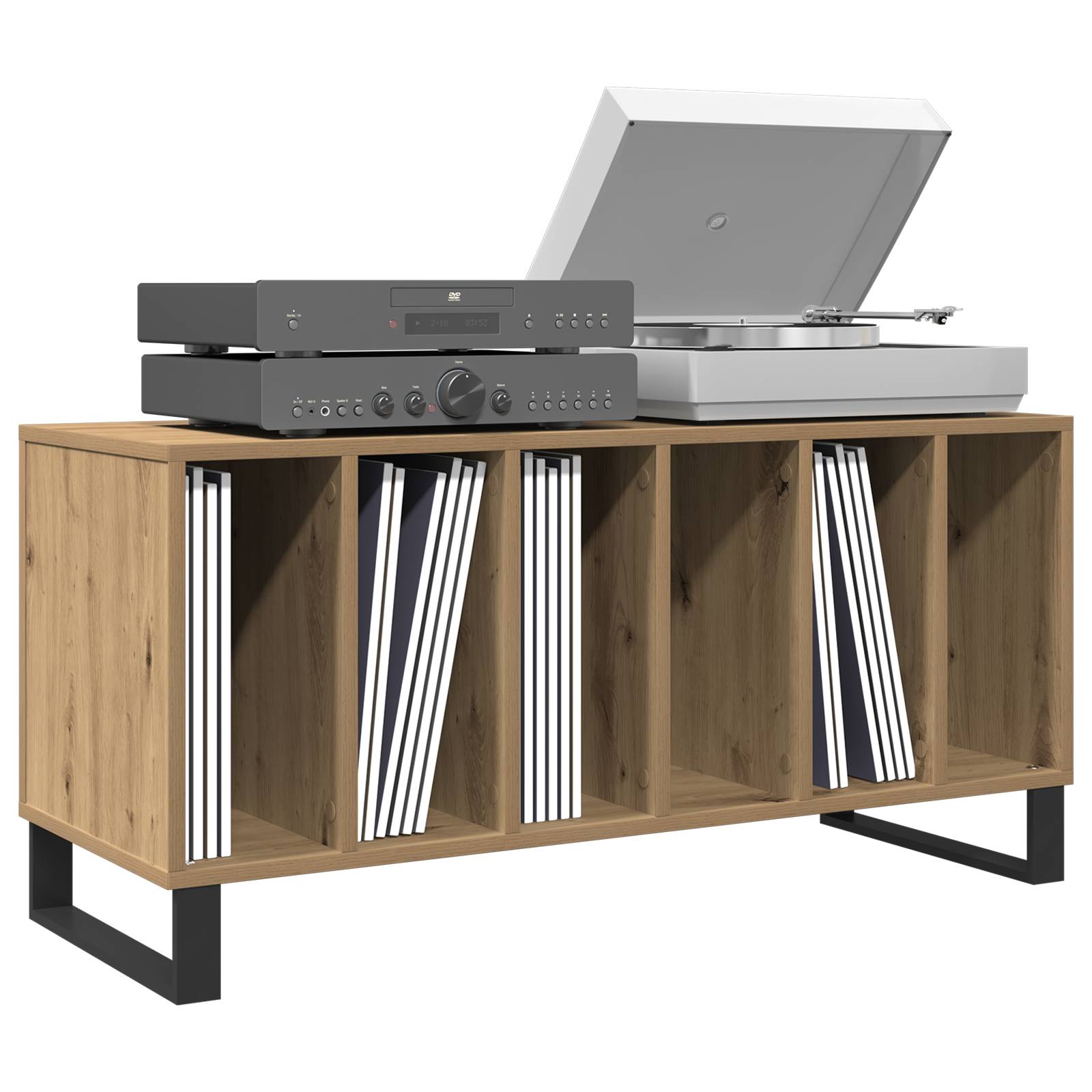 vidaXL Schallplattenschrank Artisan Eiche 100x38x48 cm Holzwerkstoff