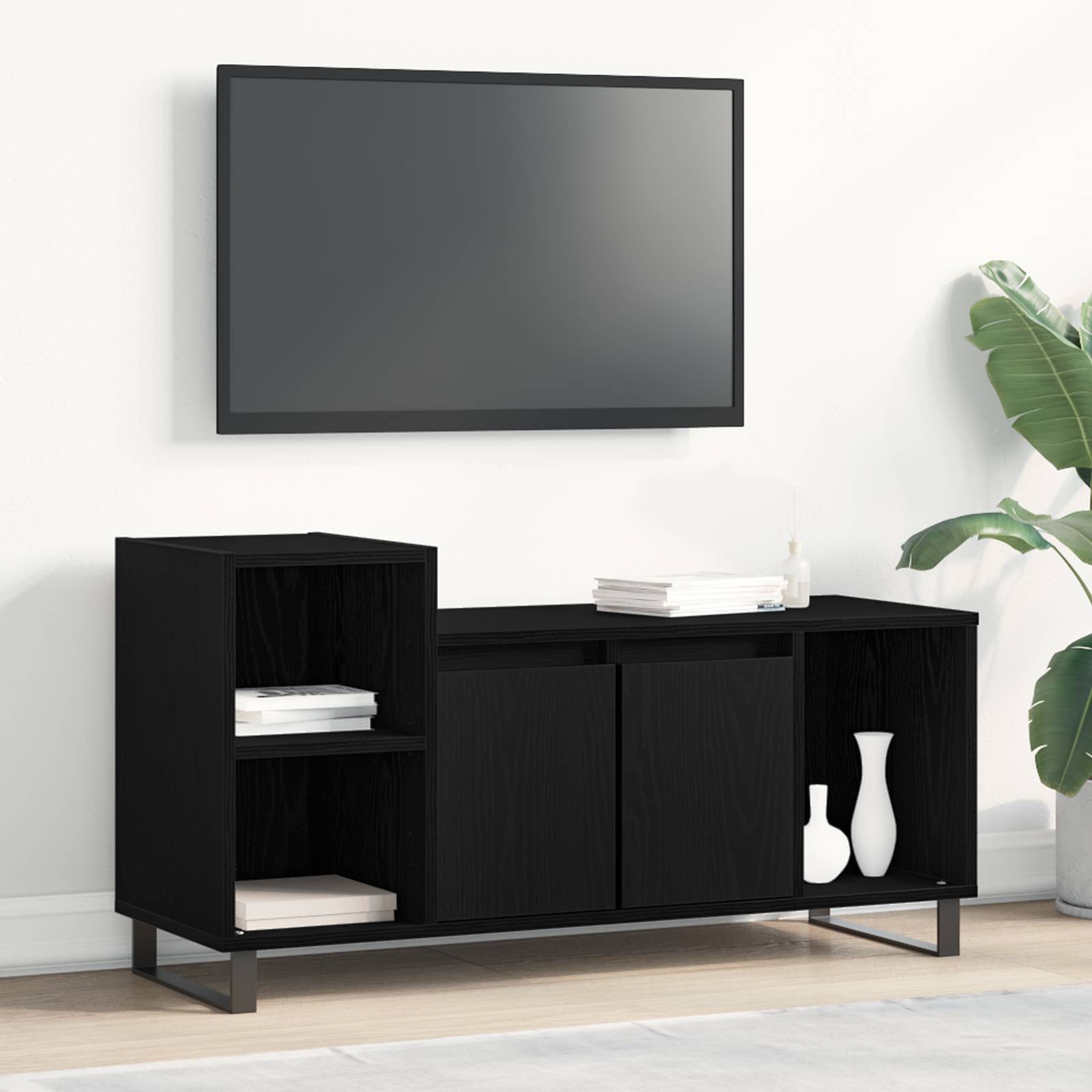 vidaXL TV-Schrank Schwarz Eiche 100x35x55 cm Holzwerkstoff