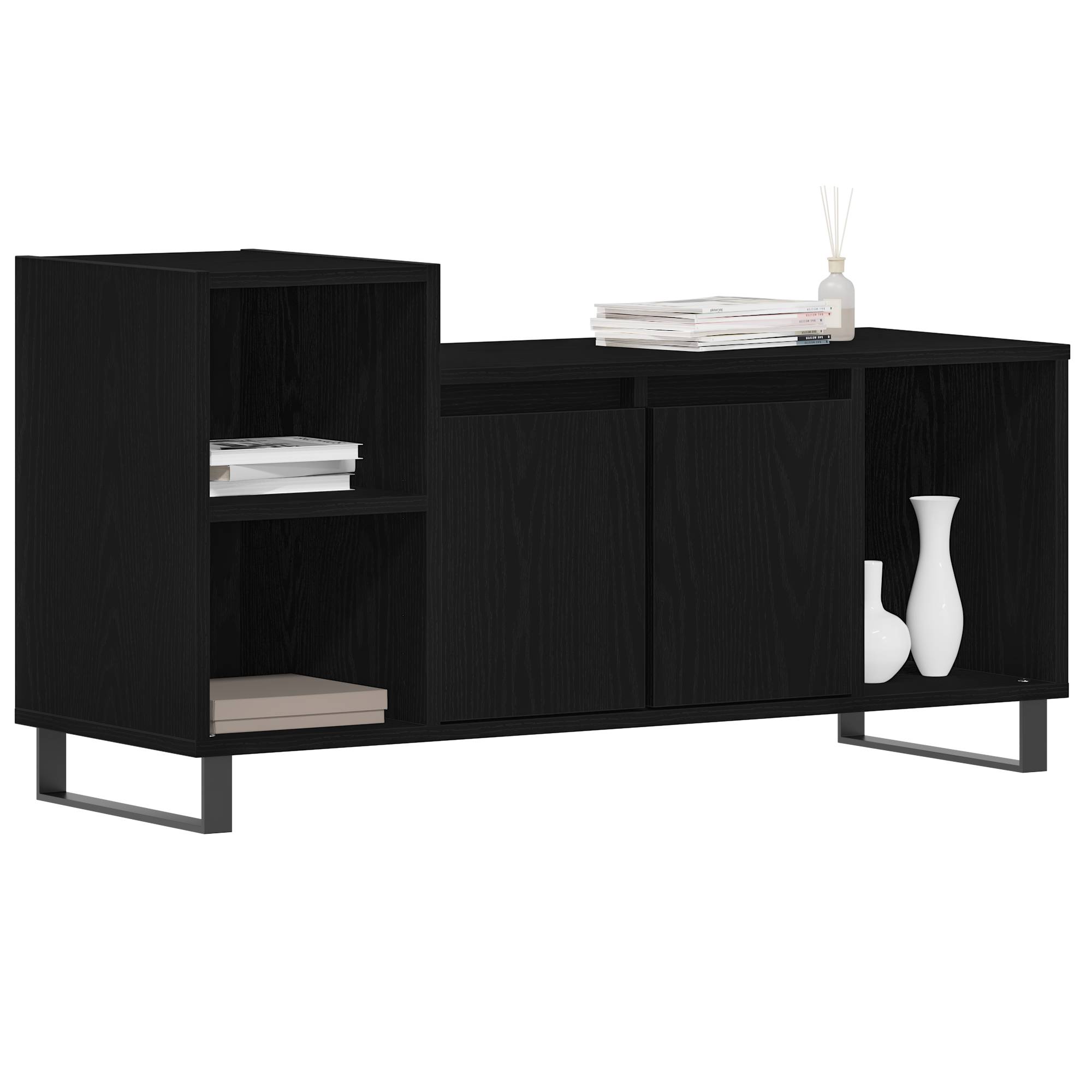 vidaXL TV-Schrank Schwarz Eiche 100x35x55 cm Holzwerkstoff