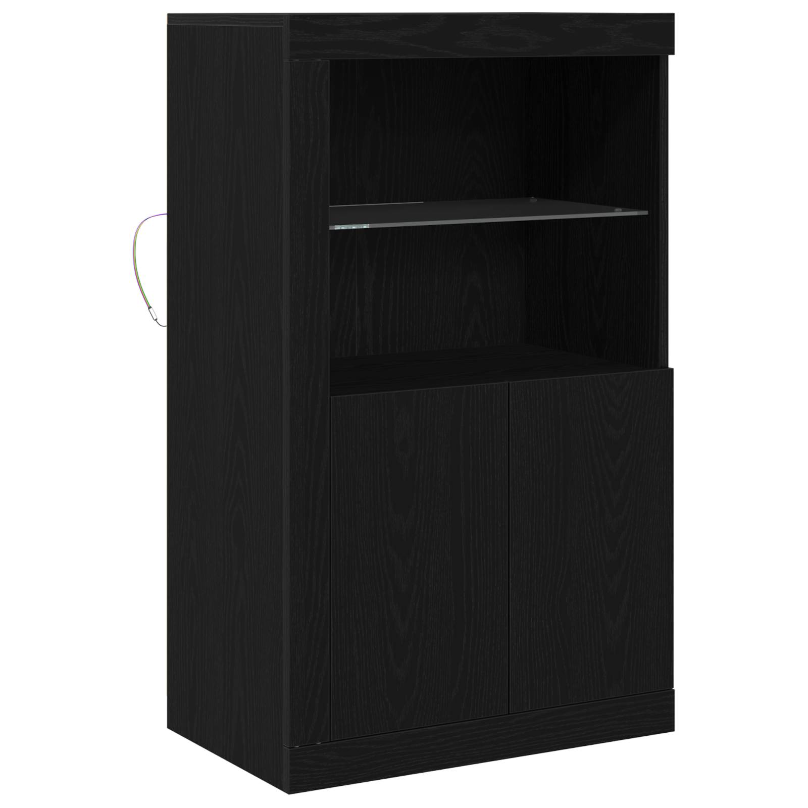 vidaXL Sideboard mit LED-Leuchten Schwarz Eiche 60,5x37x100 cm