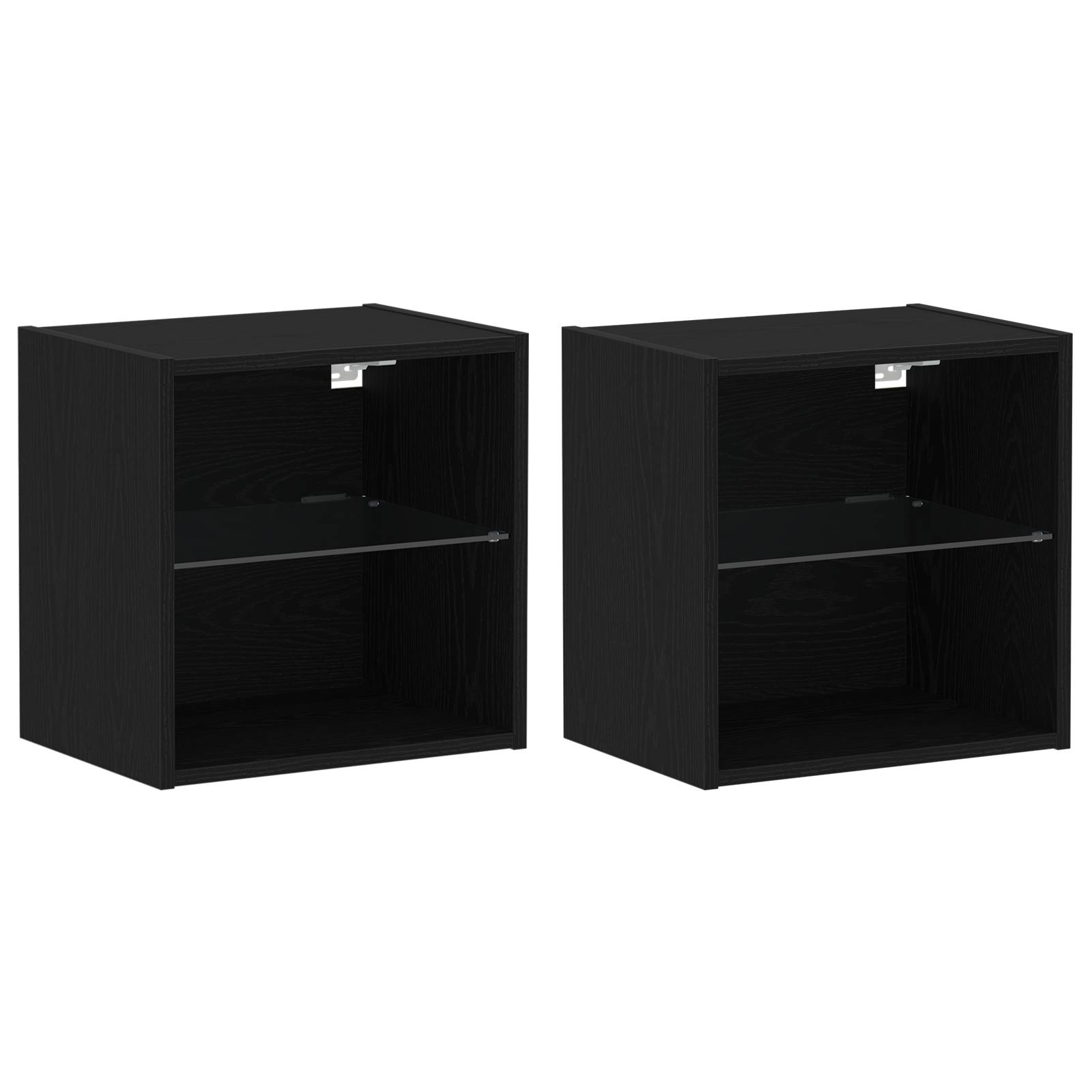 vidaXL Schweberegal 2 Stk. Schwarz Eiche 40x28,5x40 cm Holzwerkstoff