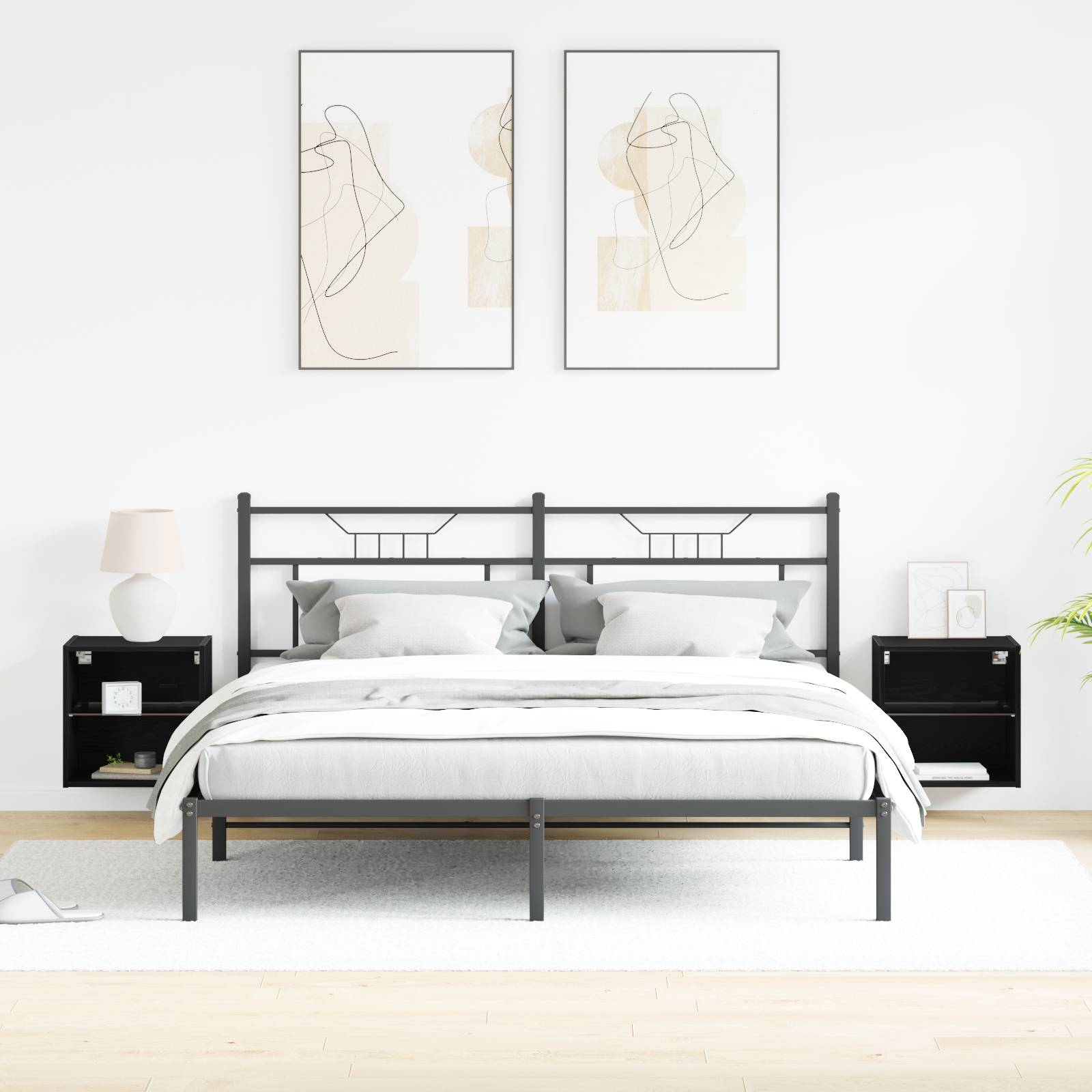 vidaXL Schweberegal 2 Stk. Schwarz Eiche 40x28,5x40 cm Holzwerkstoff