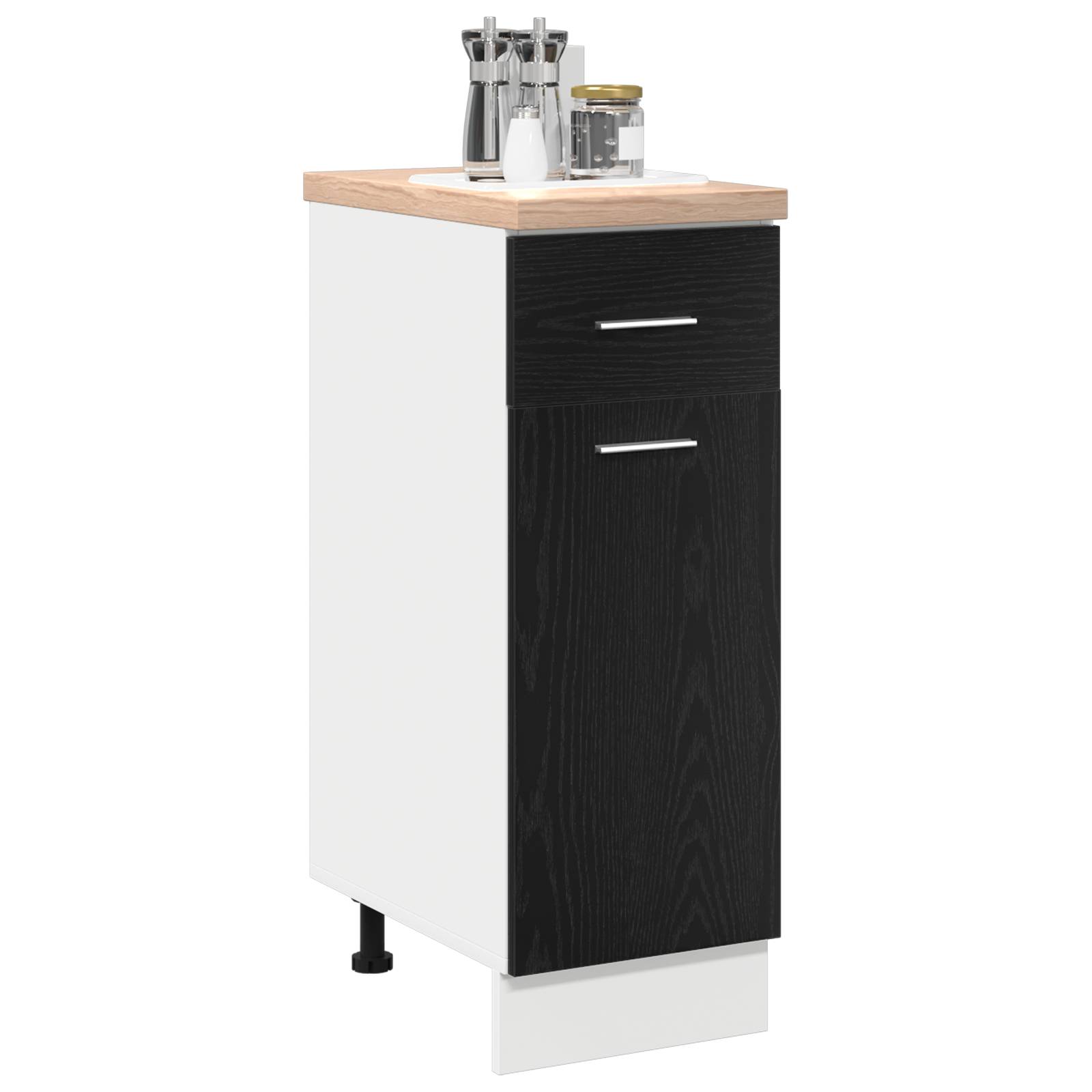 vidaXL Unterschrank mit Schublade Schwarz Eiche 30x46x81,5 cm