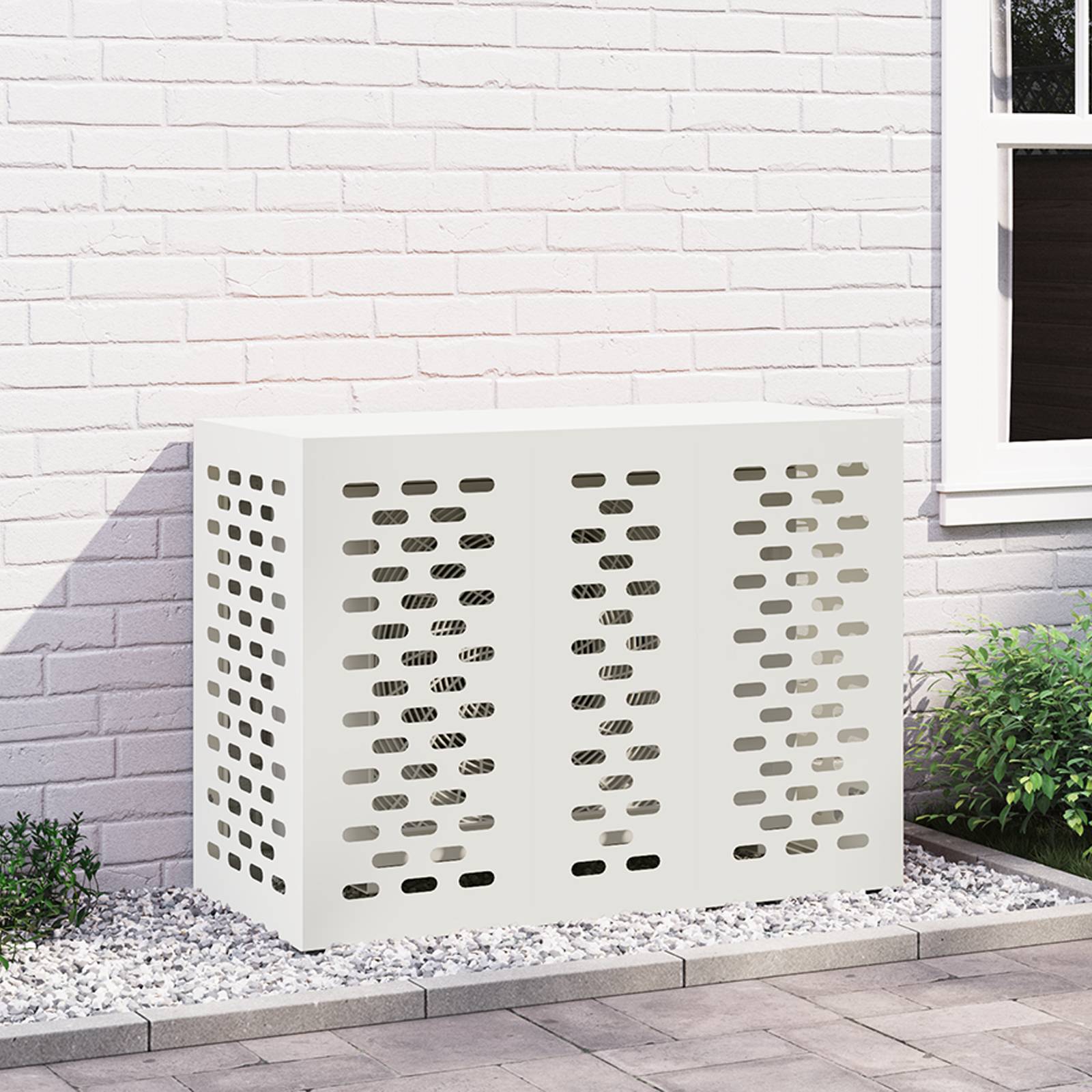 vidaXL Klimaanlagenabdeckung Weiß 110x50x80 cm Stahl