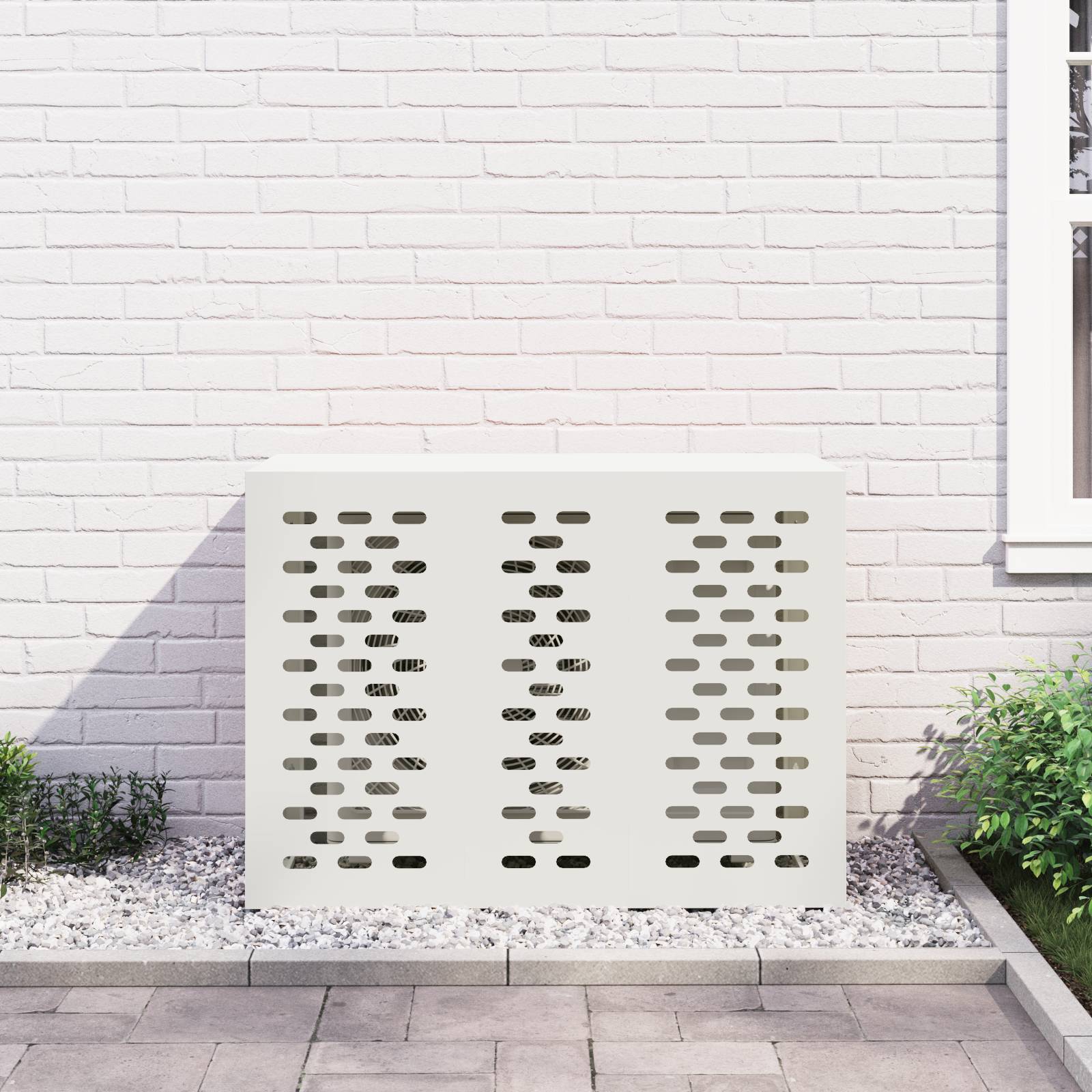 vidaXL Klimaanlagenabdeckung Weiß 110x50x80 cm Stahl