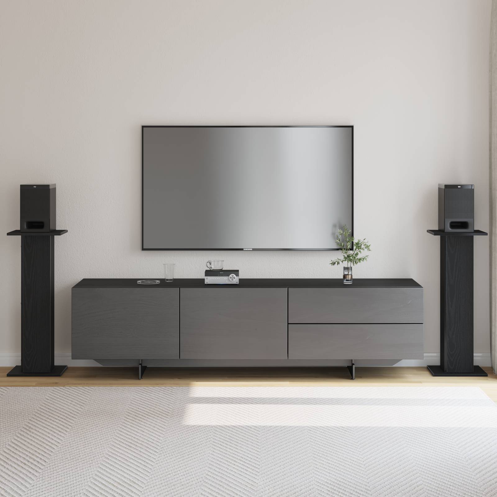 vidaXL Lautsprecherständer 2 Stk. Schwarz Eiche 30x30x80 cm