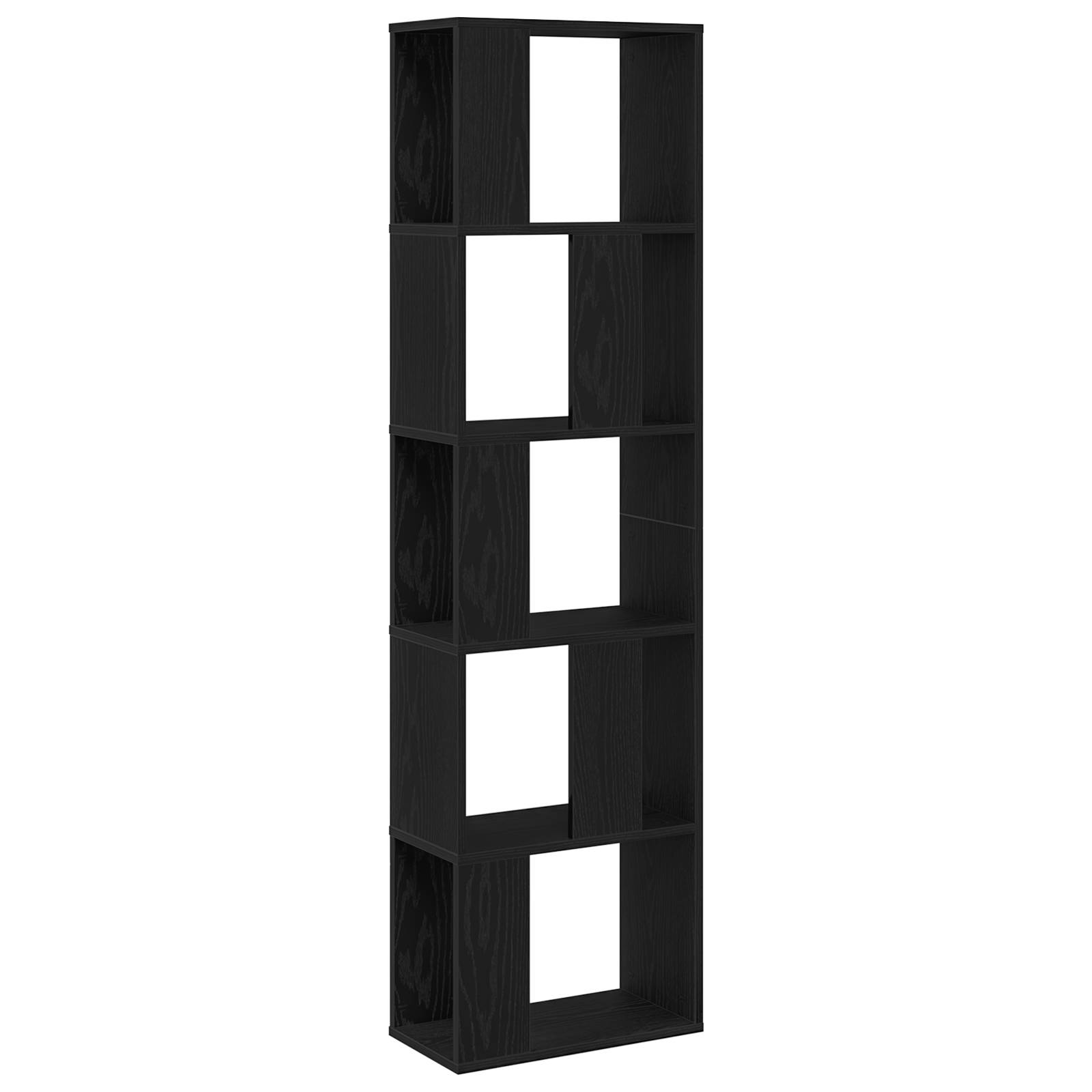 vidaXL Bücherregal 5 Böden Schwarz Eiche 45x23,5x162,5cm Holzwerkstoff
