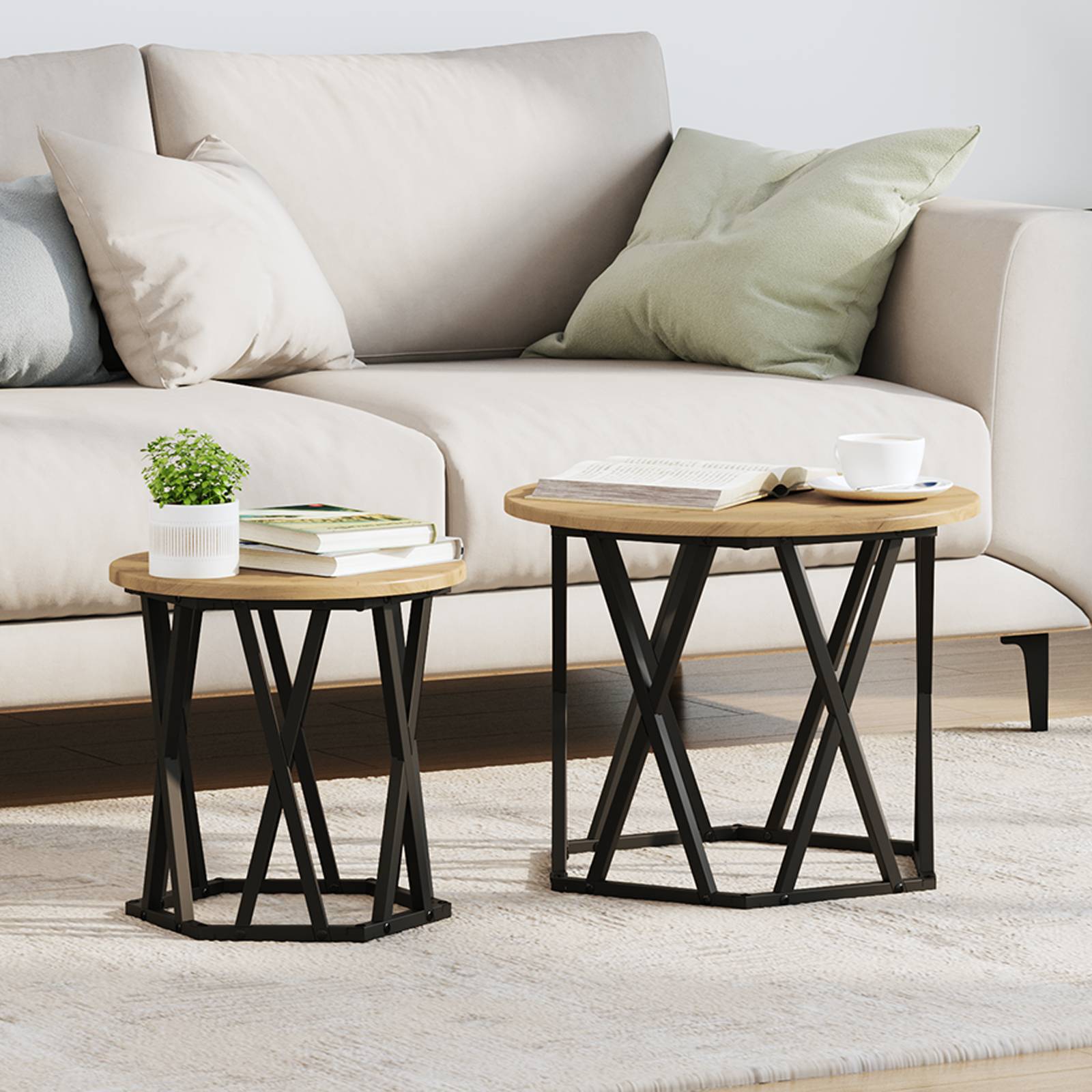 vidaXL Satztische 2 Stk. Artisan Eiche Holzwerkstoff