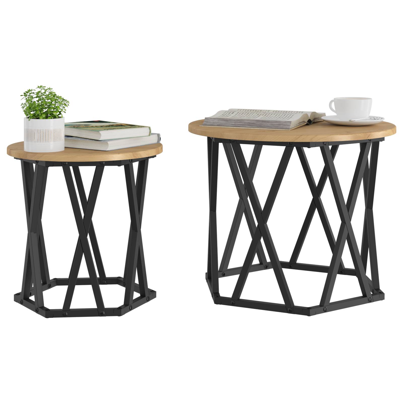 vidaXL Satztische 2 Stk. Artisan Eiche Holzwerkstoff