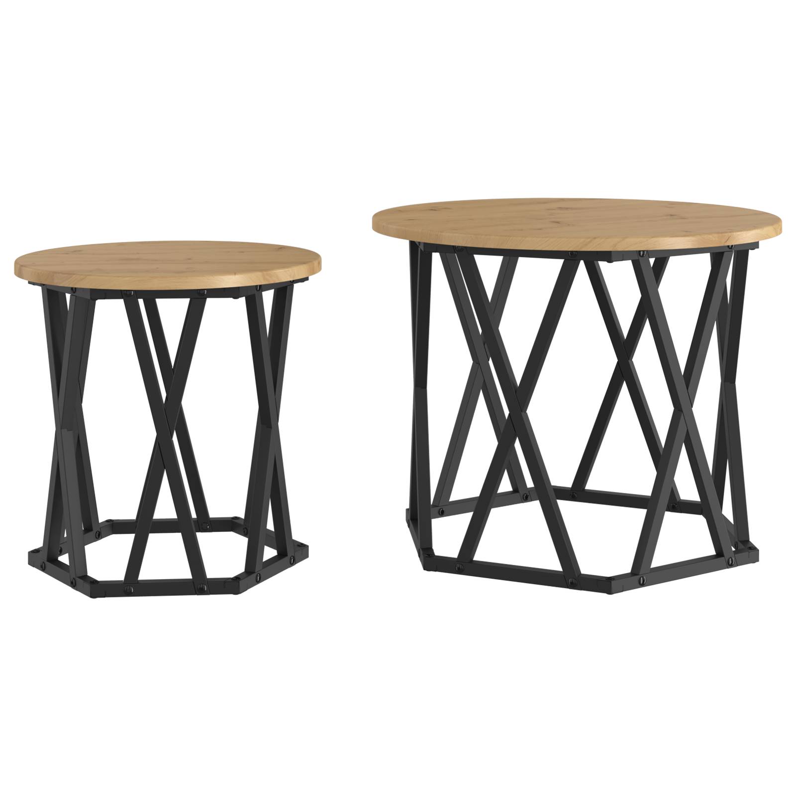 vidaXL Satztische 2 Stk. Artisan Eiche Holzwerkstoff