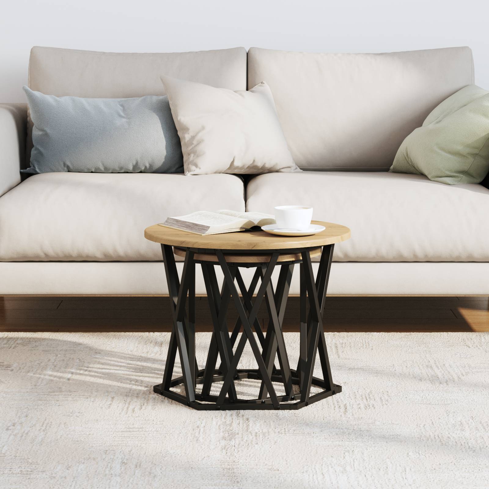 vidaXL Satztische 2 Stk. Artisan Eiche Holzwerkstoff