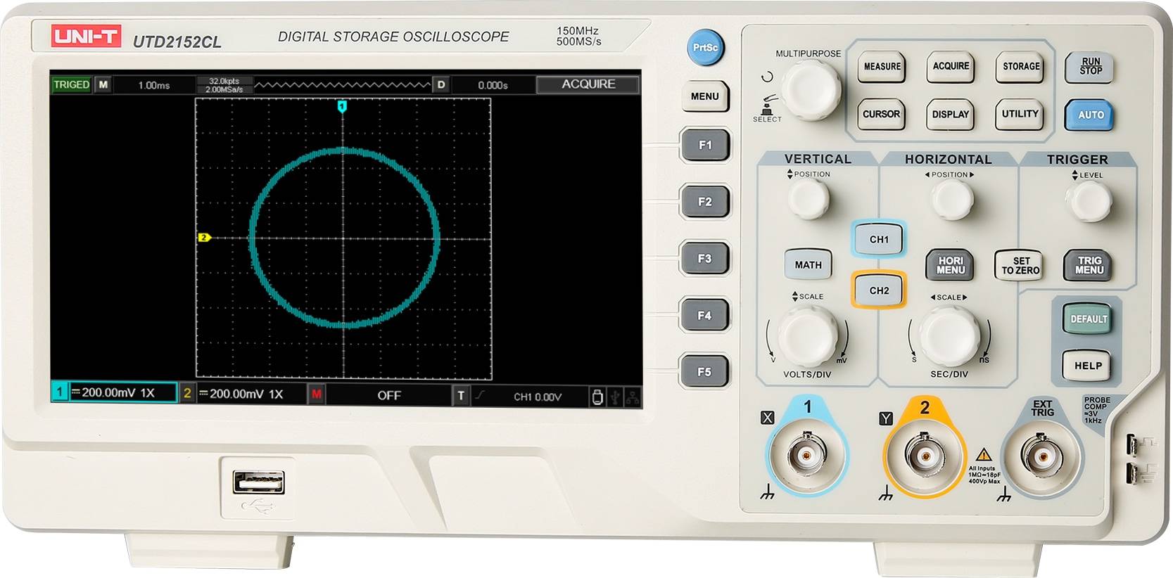 UNI-T Oszilloskop, UTD2152CL, 2 Kanäle, 150 MHz