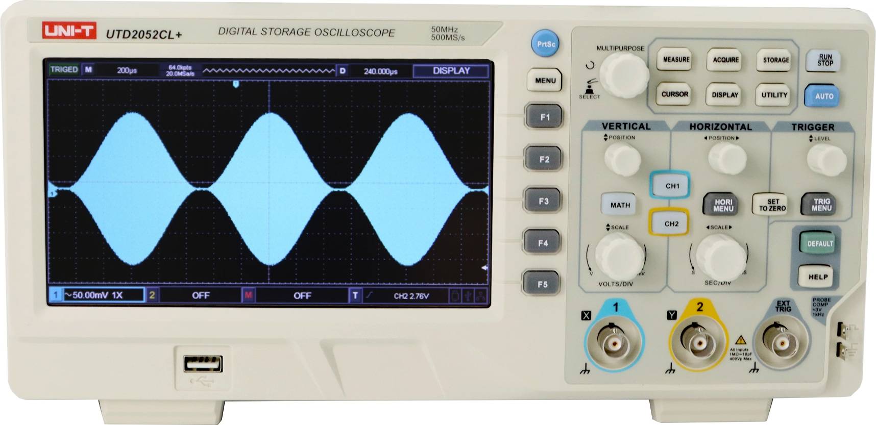 UNI-T Oszilloskop, UTD2052CL+, 2 Kanäle, 50 MHz