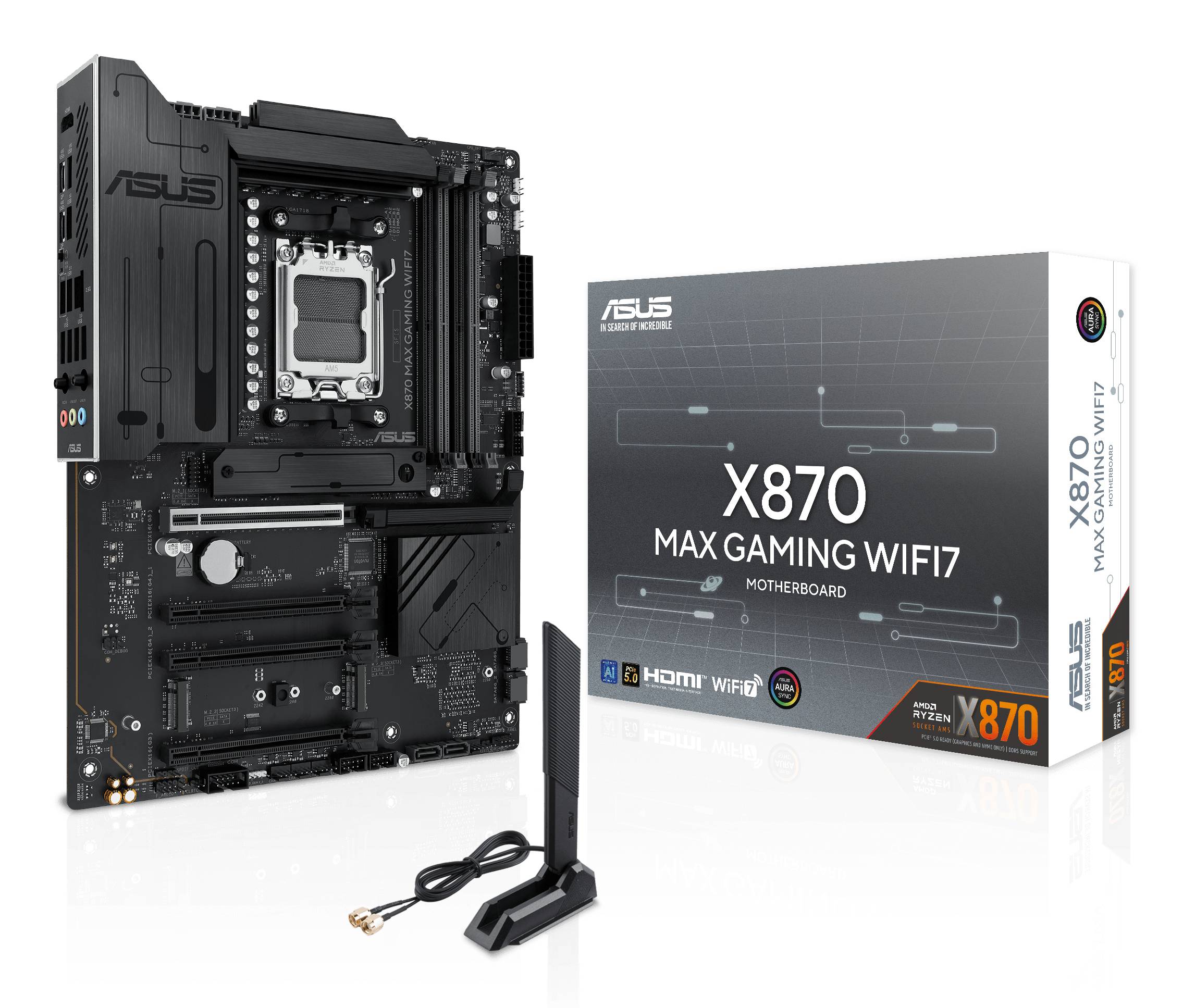 ASUS X870 MAX GAMING WIFI7 - Motherboard - ATX - Socket AM5 - AMD X870 Chipsatz - USB4, USB-C 3.2 Gen 2x2, USB 3.2 Gen 2, USB 3.2 Gen 1 - Wi-Fi