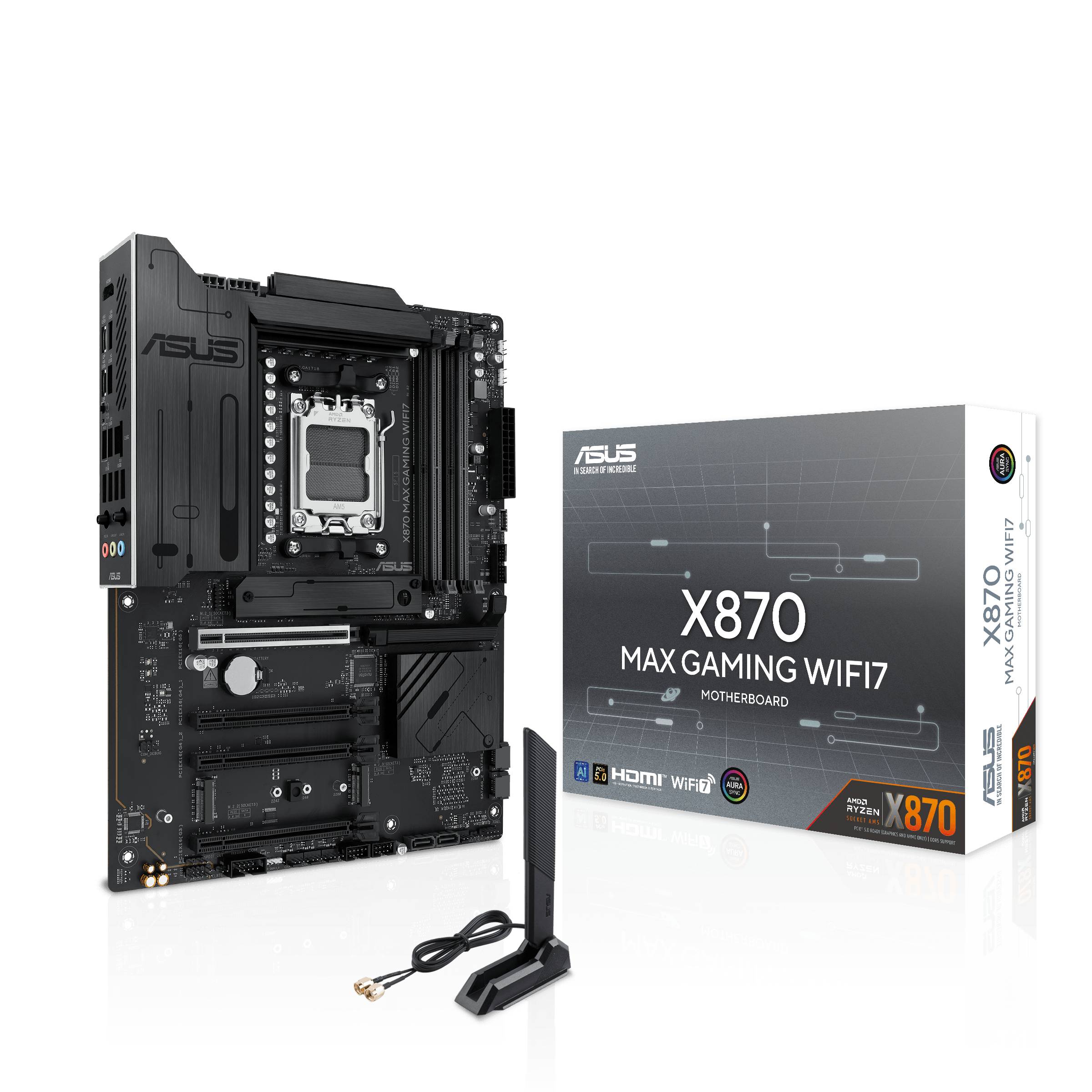 ASUS X870 MAX GAMING WIFI7 - Motherboard - ATX - Socket AM5 - AMD X870 Chipsatz - USB4, USB-C 3.2 Gen 2x2, USB 3.2 Gen 2, USB 3.2 Gen 1 - Wi-Fi