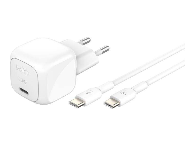 Belkin BoostCharge - Netzteil - kompakt - 30 Watt - Power Delivery 3.1 (24 pin USB-C)