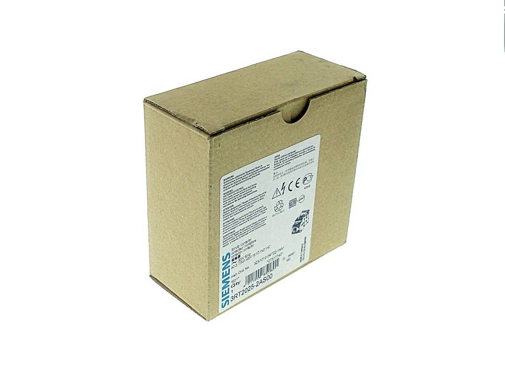 Braune Produktverpackung aus Karton mit aufgedrucktem Siemens-Etikett und Barcode, vor weißem Hintergrund dargestellt.