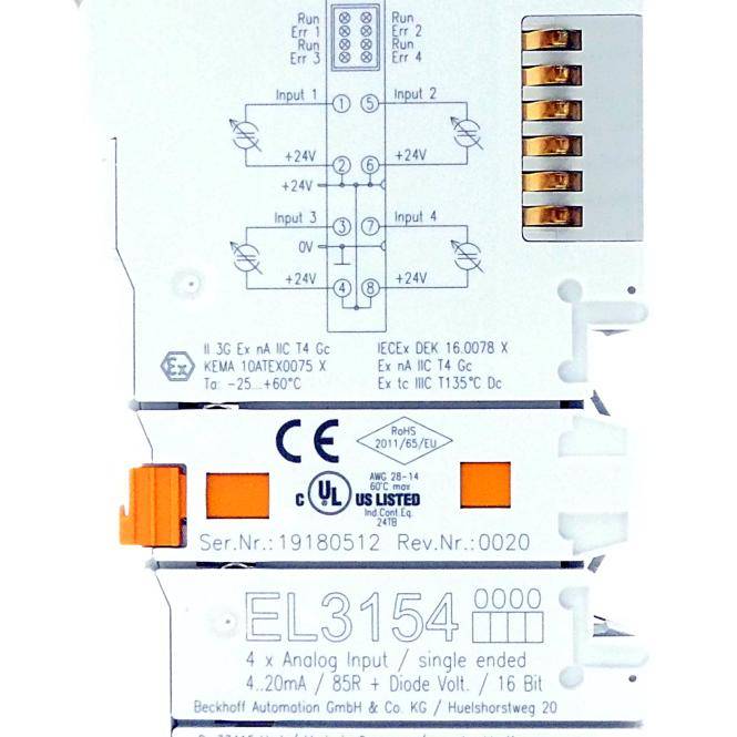 BECKHOFF 4-Kanal-Analog-Eingangsklemme (EL3154)