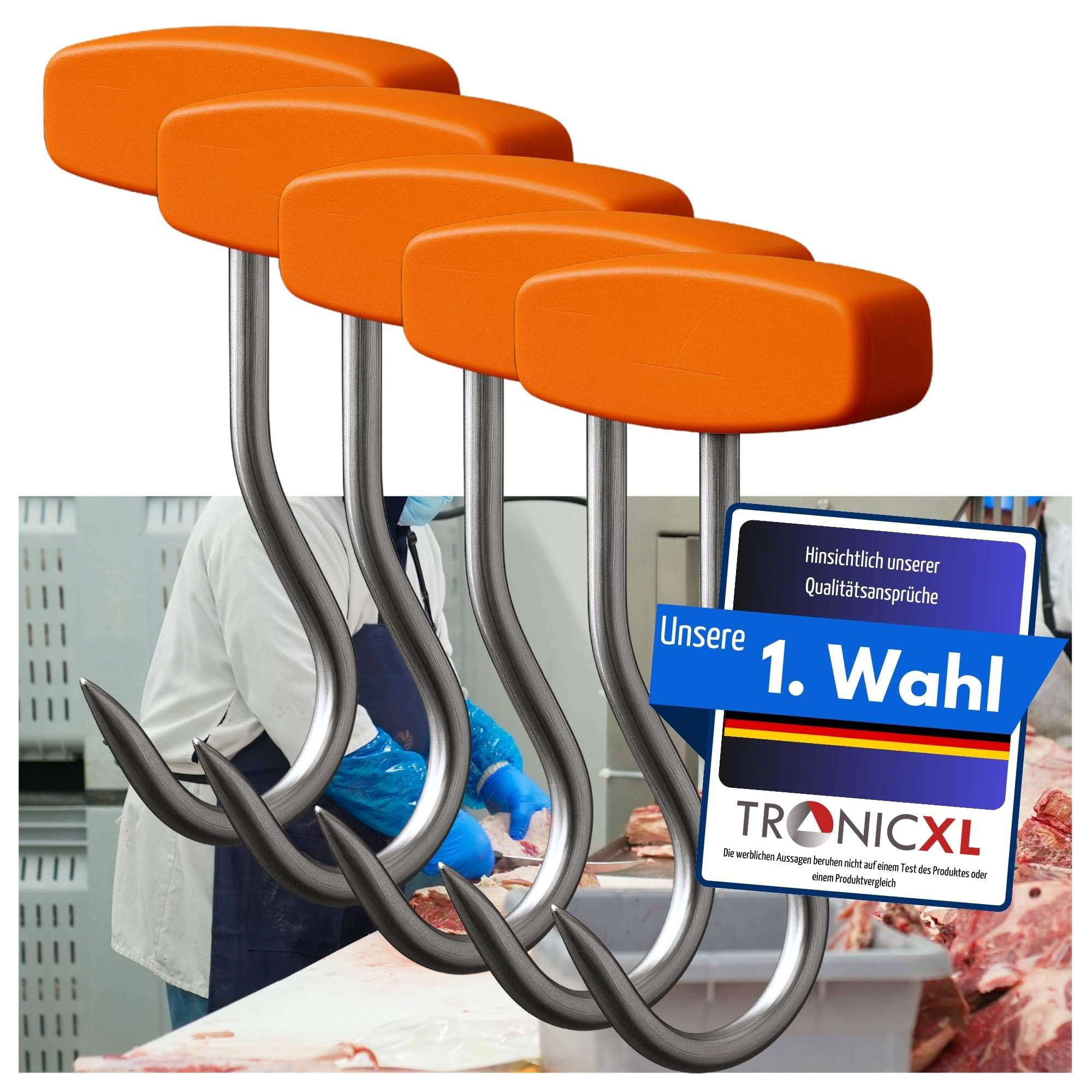 5 Stück Wildbergehilfe Ziehhaken Haken Transport Zieh Haken Kunststoffgriff Metzger Metzgerei Fleisch Haken Fleischhaken Schlepphaken schleppen