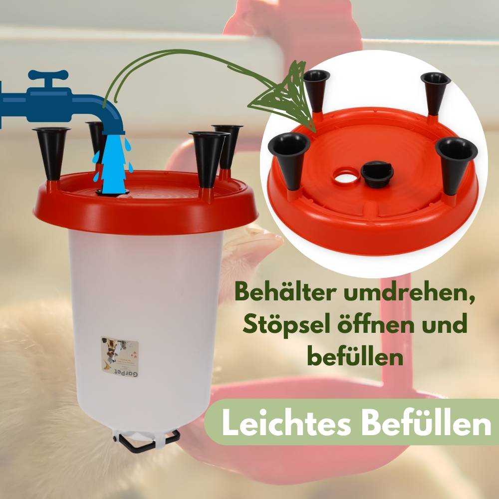 XXL Hühnertränke mit Standfüßen Hühner Zubehör Geflügeltränke XXL 15 Liter Wassertränke Hühner Hühnertränke