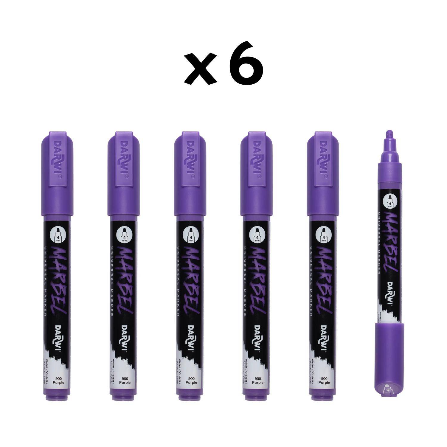 Darwi 6x Universalmarker Acrylfarbe, Rundspitze medium 4mm Violett DA0226004900C