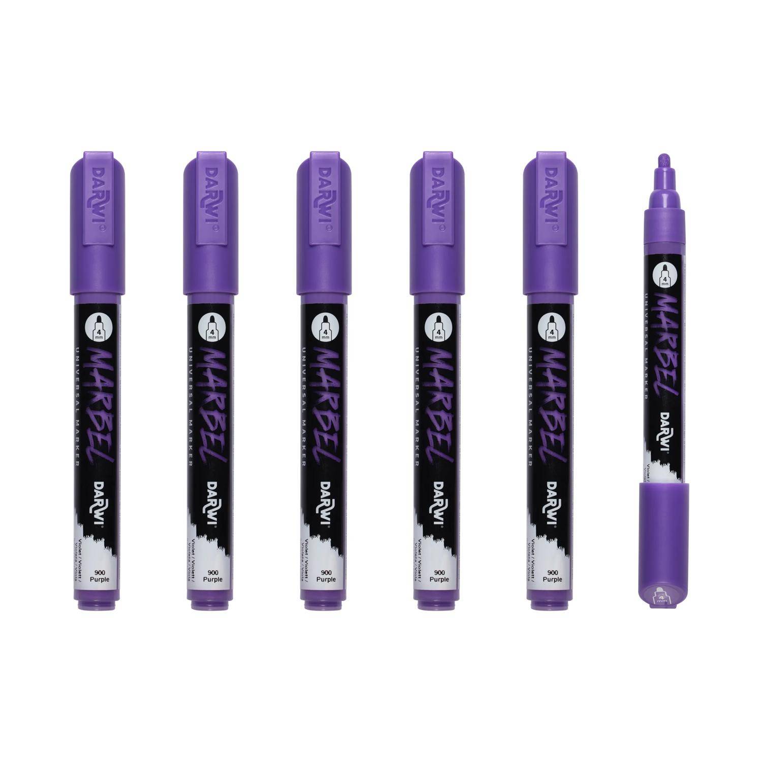 Darwi 6x Universalmarker Acrylfarbe, Rundspitze medium 4mm Violett DA0226004900C