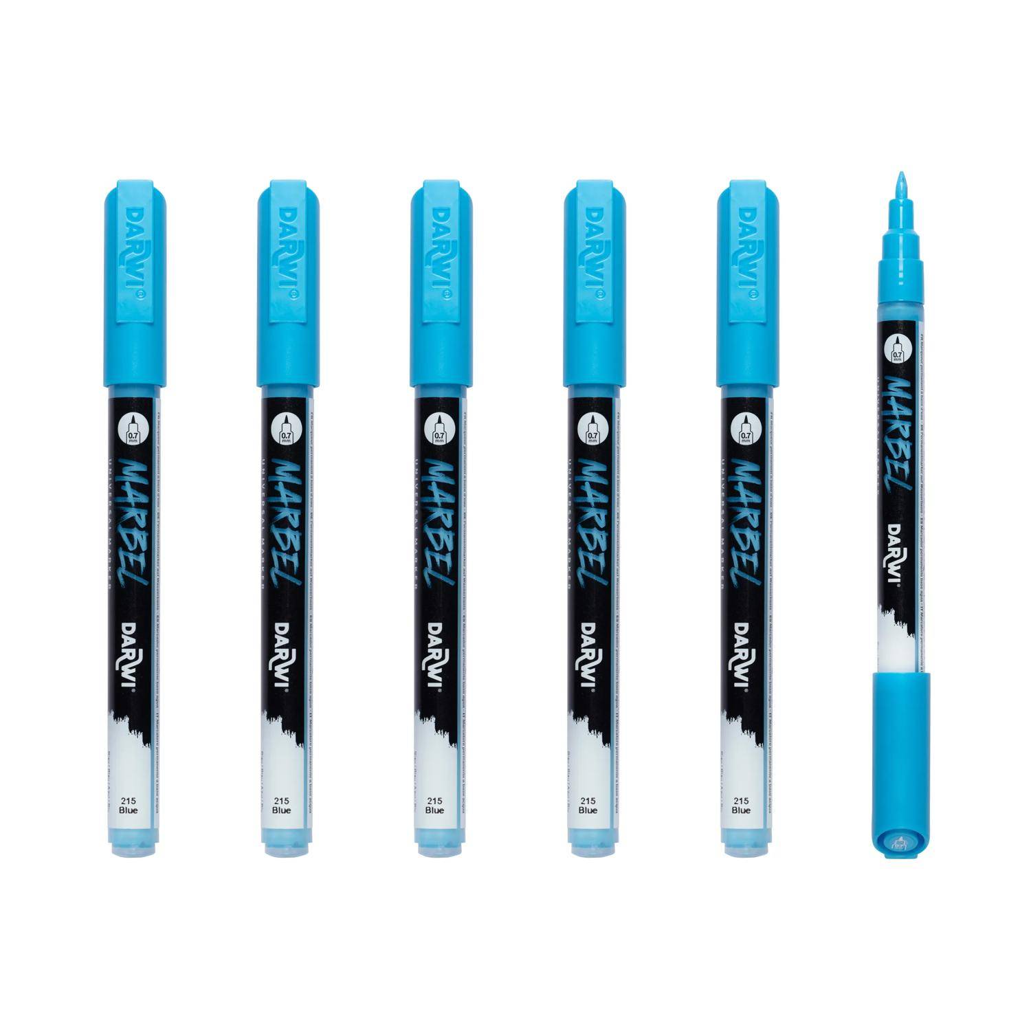 Darwi 6x Universalmarker Acrylfarbe, extrafeine Spitze 0,7mm Blau DA0223001215C