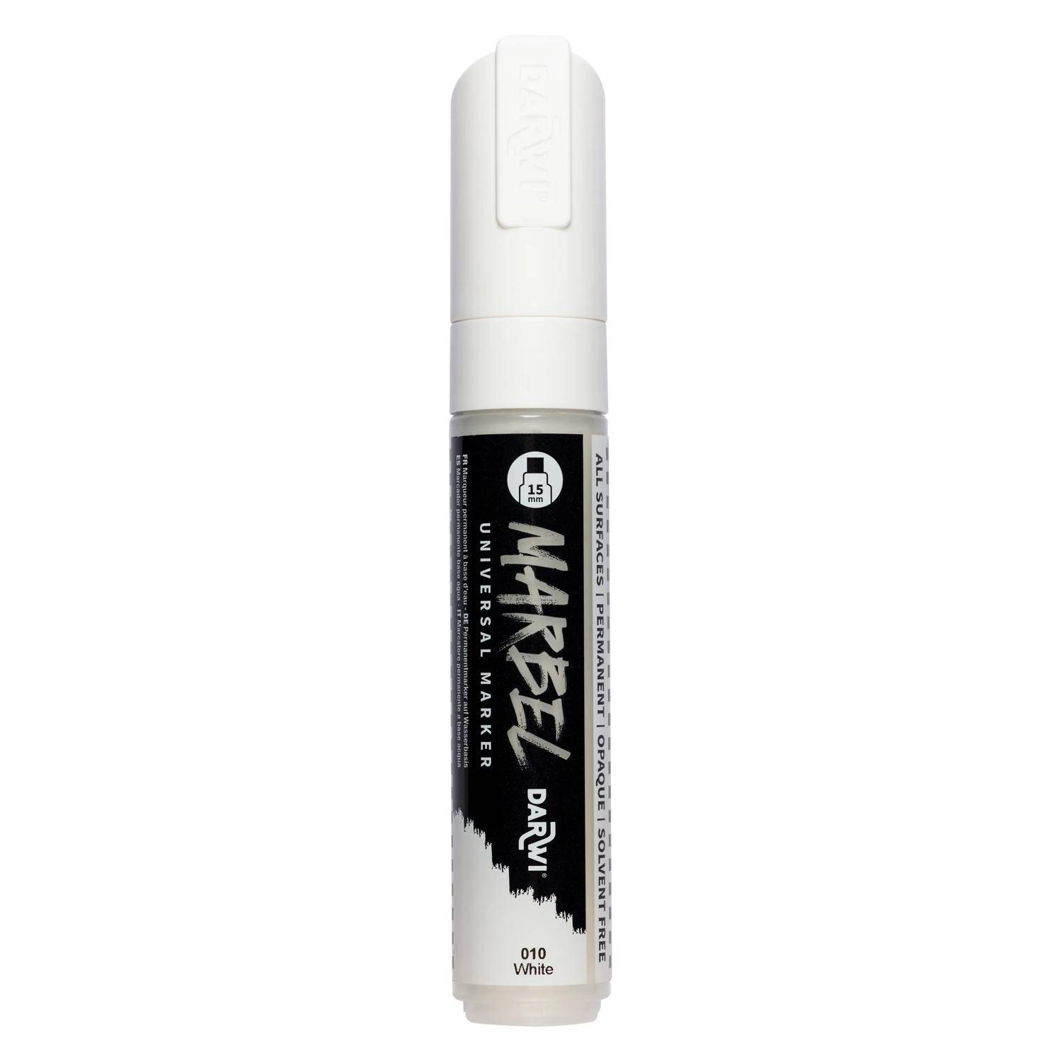 Darwi 3x Marker Acrylfarbe, rechteckige breite Spitze 15mm Weiß DA0222015010C