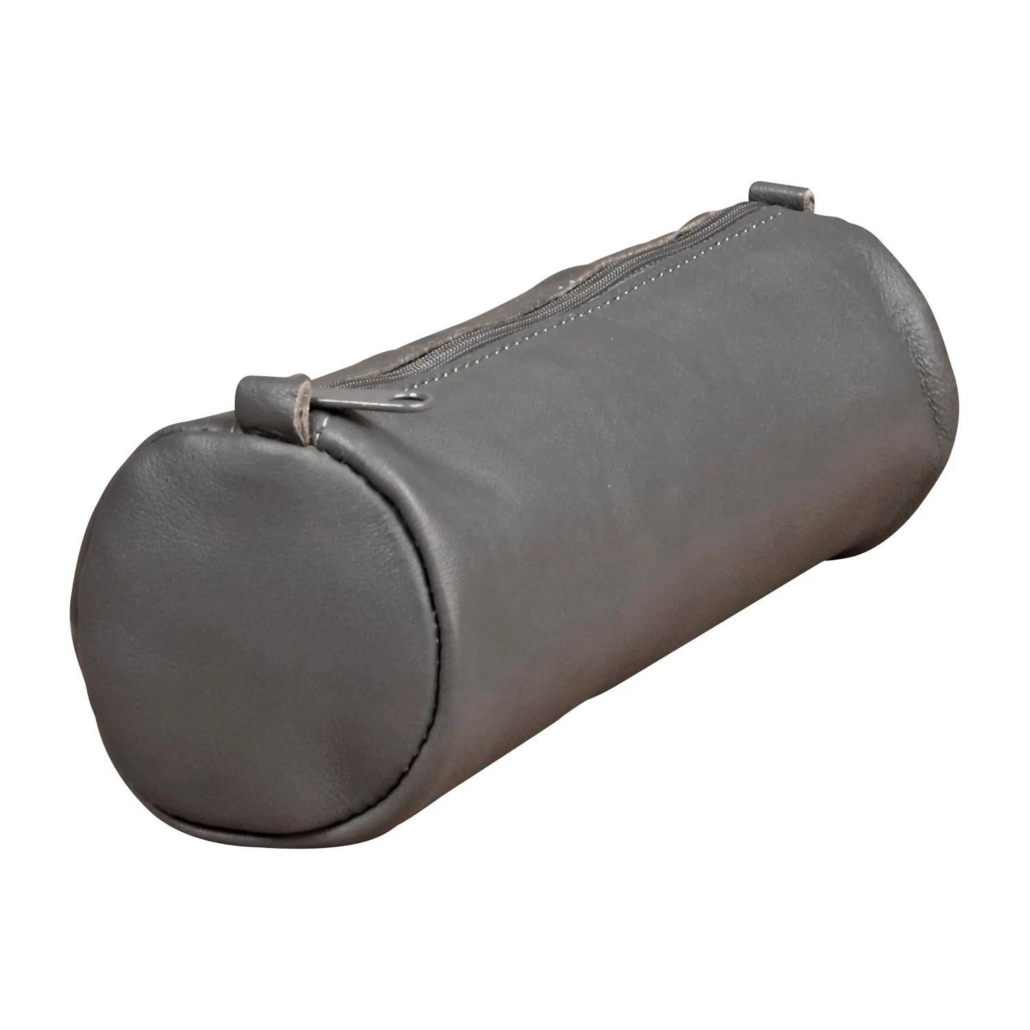 Clairefontaine 8x Age Bag, rundes Schlampermäppchen Leder, 21xØ6 cm Grau 77033C