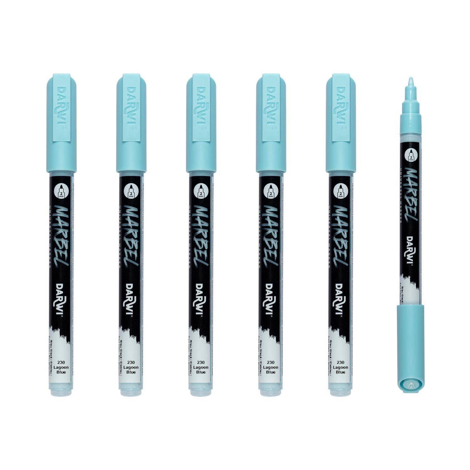 Darwi 6x Marker Acrylfarbe, konische feine Spitze 2mm Eisblau| DA0223002230C