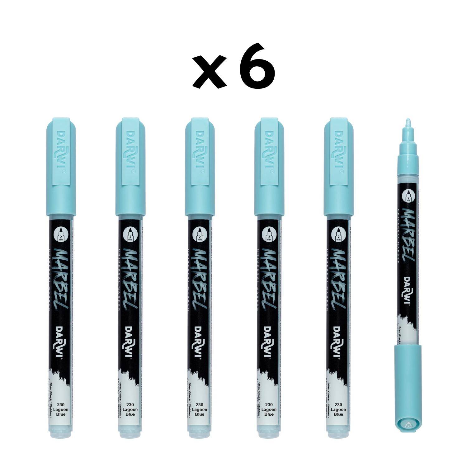 Darwi 6x Marker Acrylfarbe, konische feine Spitze 2mm Eisblau| DA0223002230C