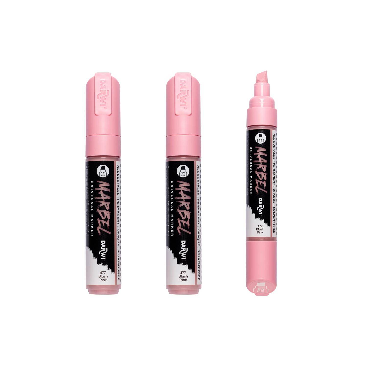 Darwi 3x Marker Acrylfarbe, breite Keilspitze 12mm Rosa Blush DA0222012477C
