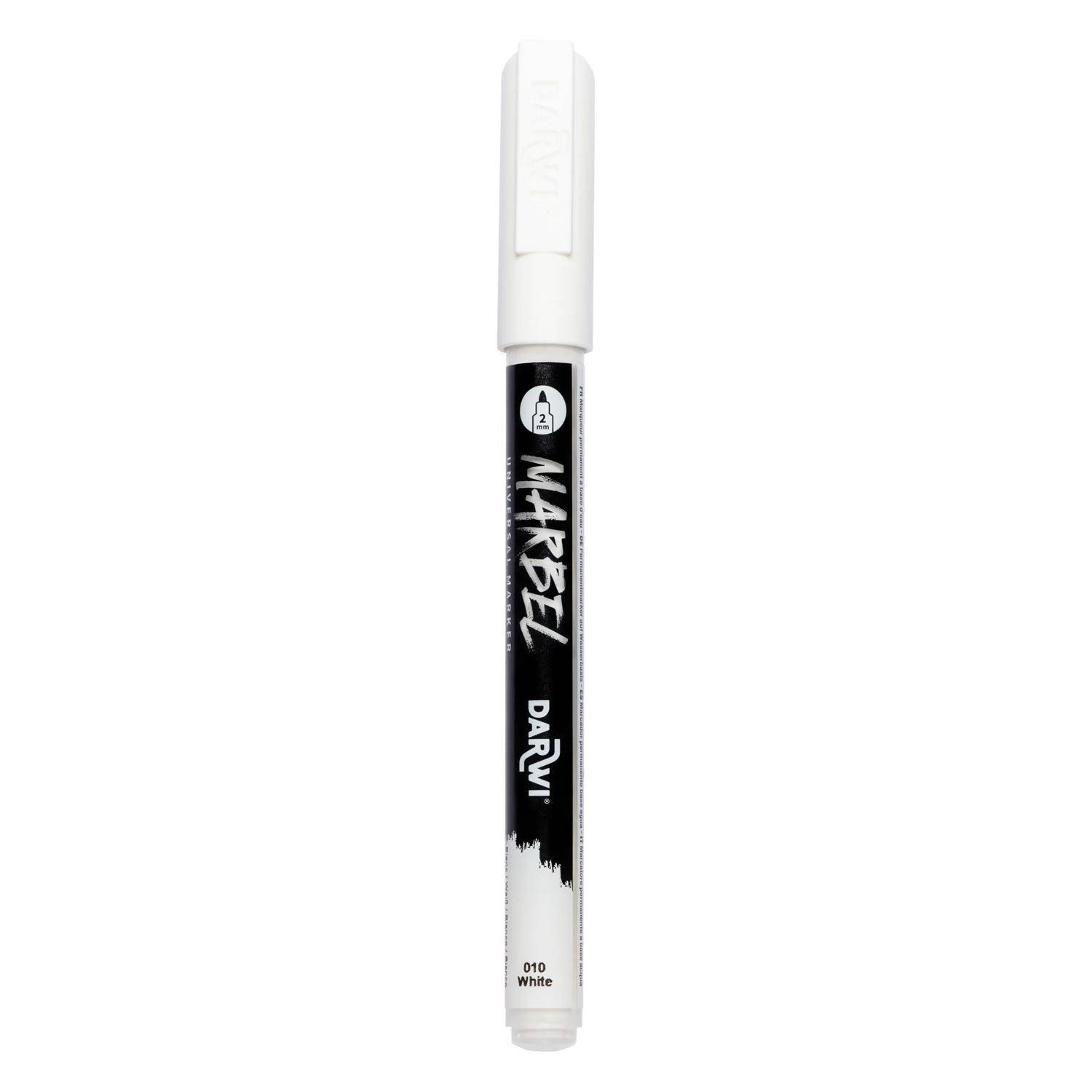 Darwi 6x Marker Acrylfarbe, konische feine Spitze 2mm Weiß DA0223002010C