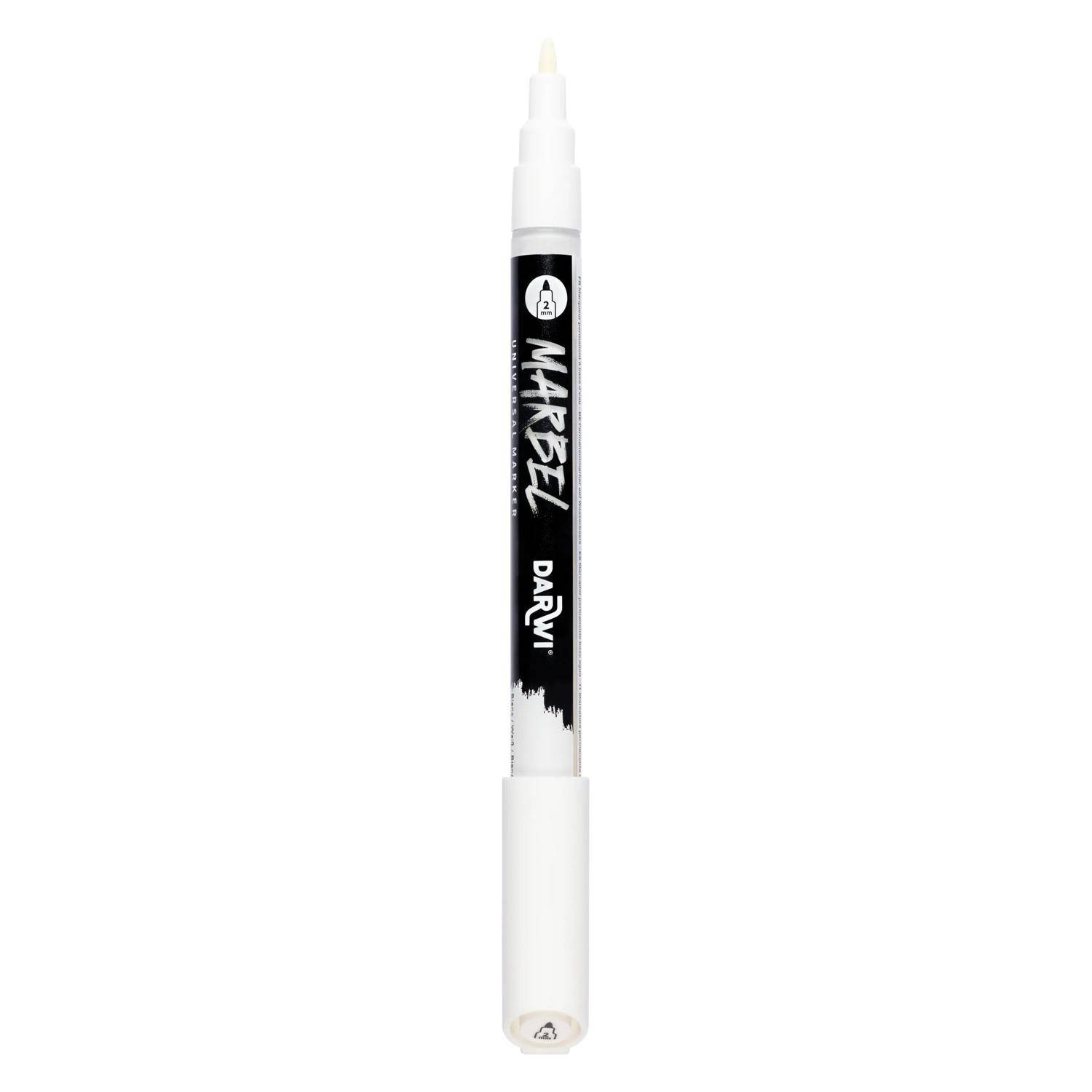 Darwi 6x Marker Acrylfarbe, konische feine Spitze 2mm Weiß DA0223002010C