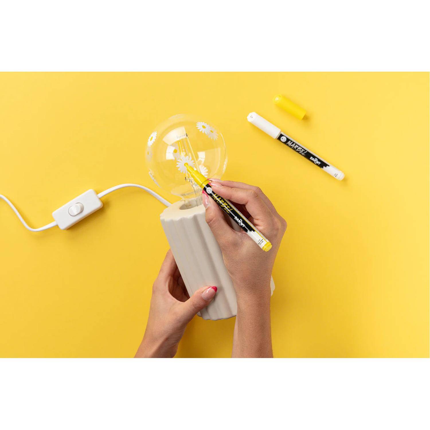 Darwi 6x Marker Acrylfarbe, konische feine Spitze 2mm Sonnengelb DA0223002720C