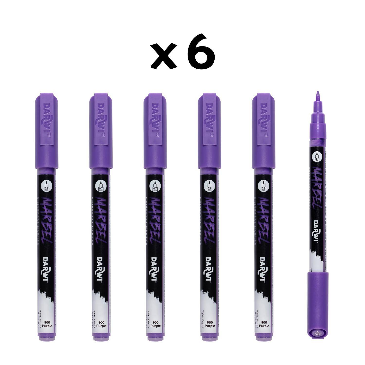 Darwi 6x Marker Acrylfarbe, extrafeine Spitze 0,7mm Violett DA0223001900C