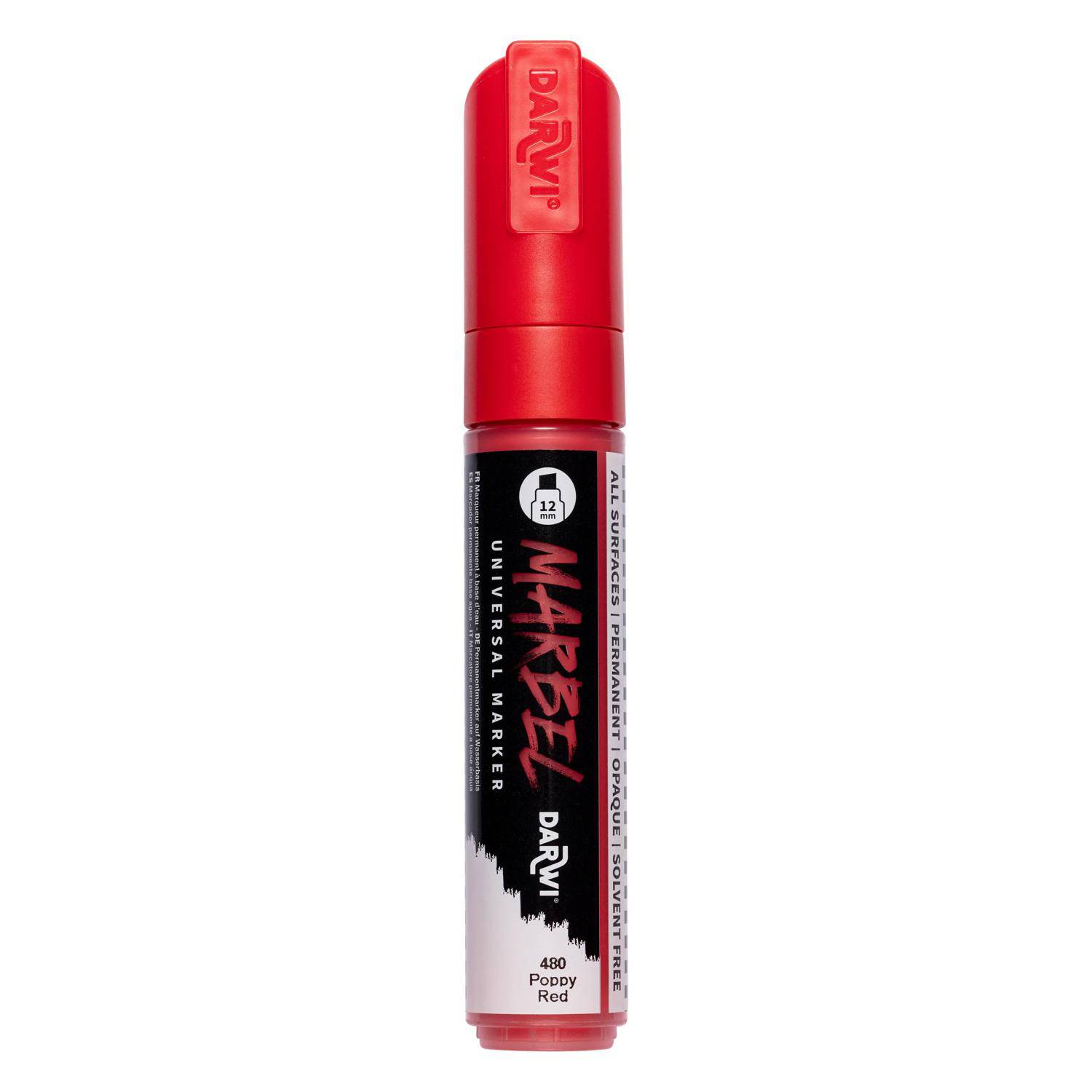 Darwi 3x Marker Acrylfarbe, breite Keilspitze 12mm Mohnrot DA0222012480C