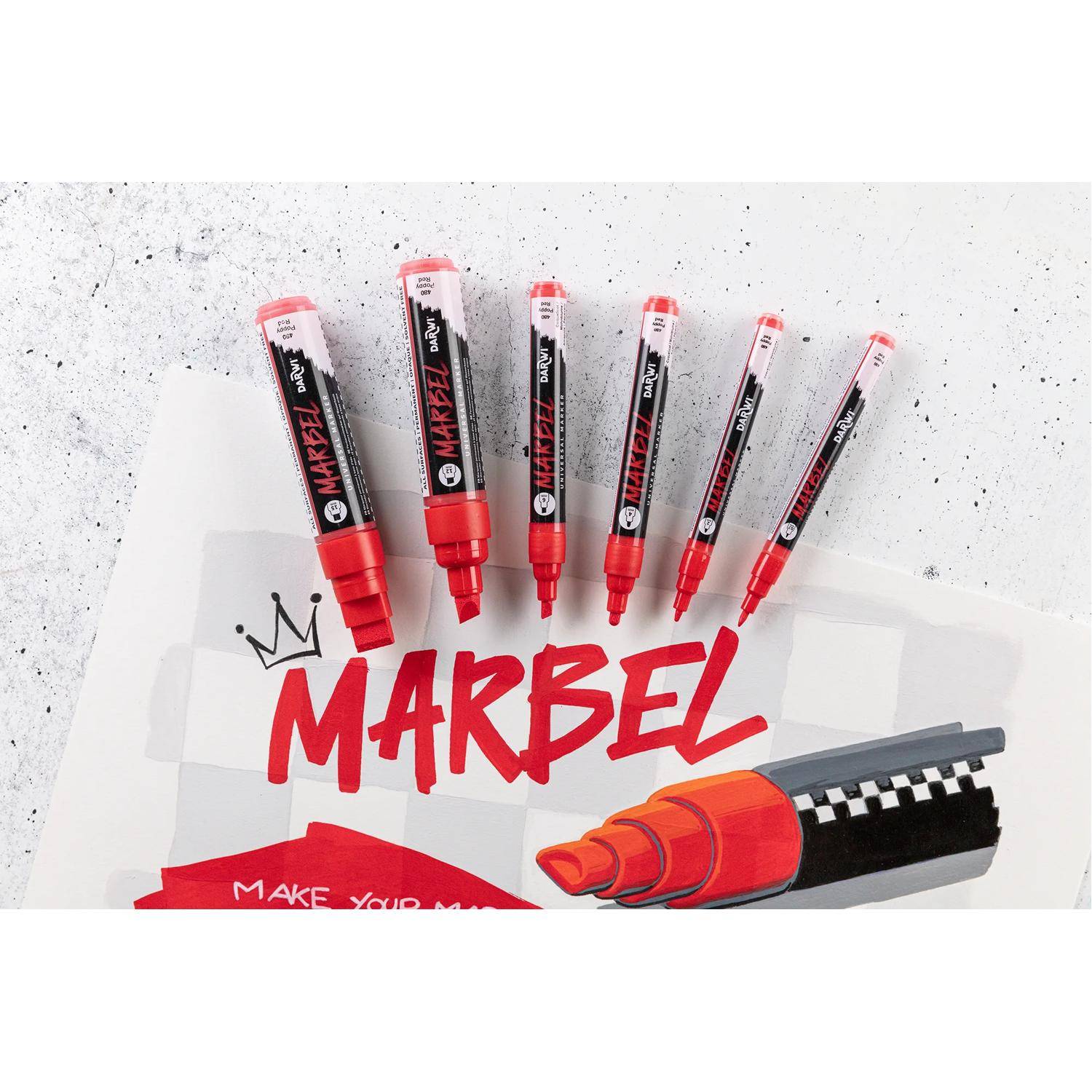 Darwi 6x Marker Acrylfarbe, konische feine Spitze 2mm Mohnrot DA0223002480C