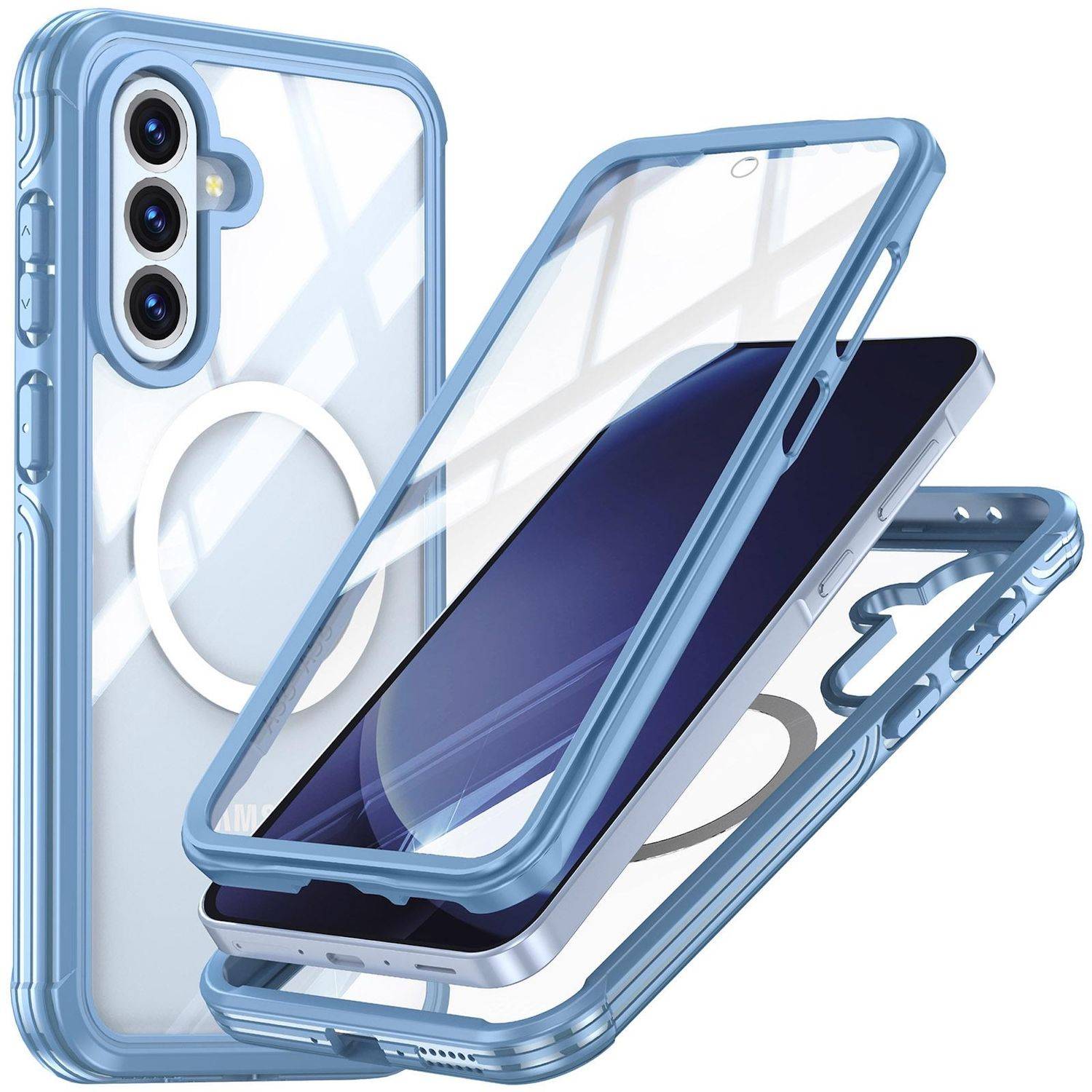 Für Samsung Galaxy A56 / A36 MagSafe 360 Full Body Hybrid Tasche Bumper Hellblau