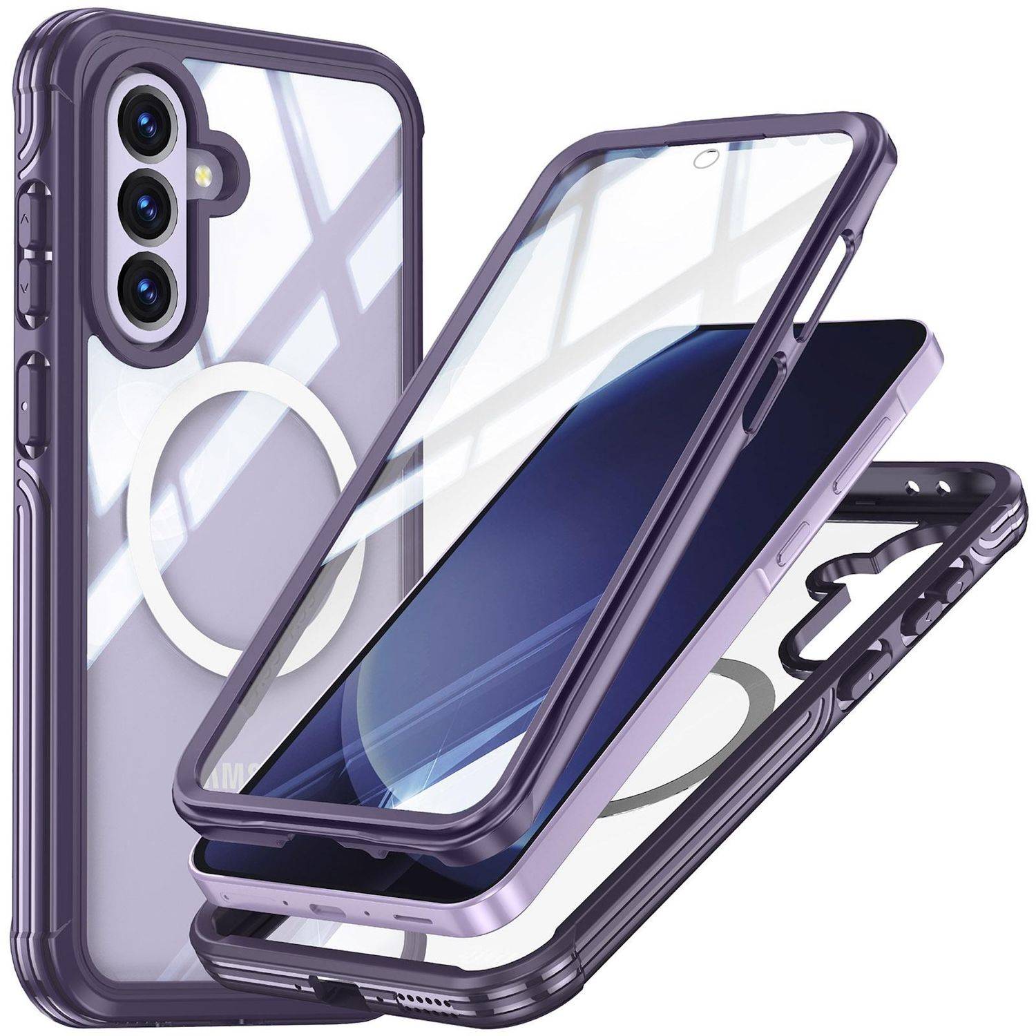 Für Samsung Galaxy A56 / A36 MagSafe 360 Full Body Hybrid Tasche Bumper Lila