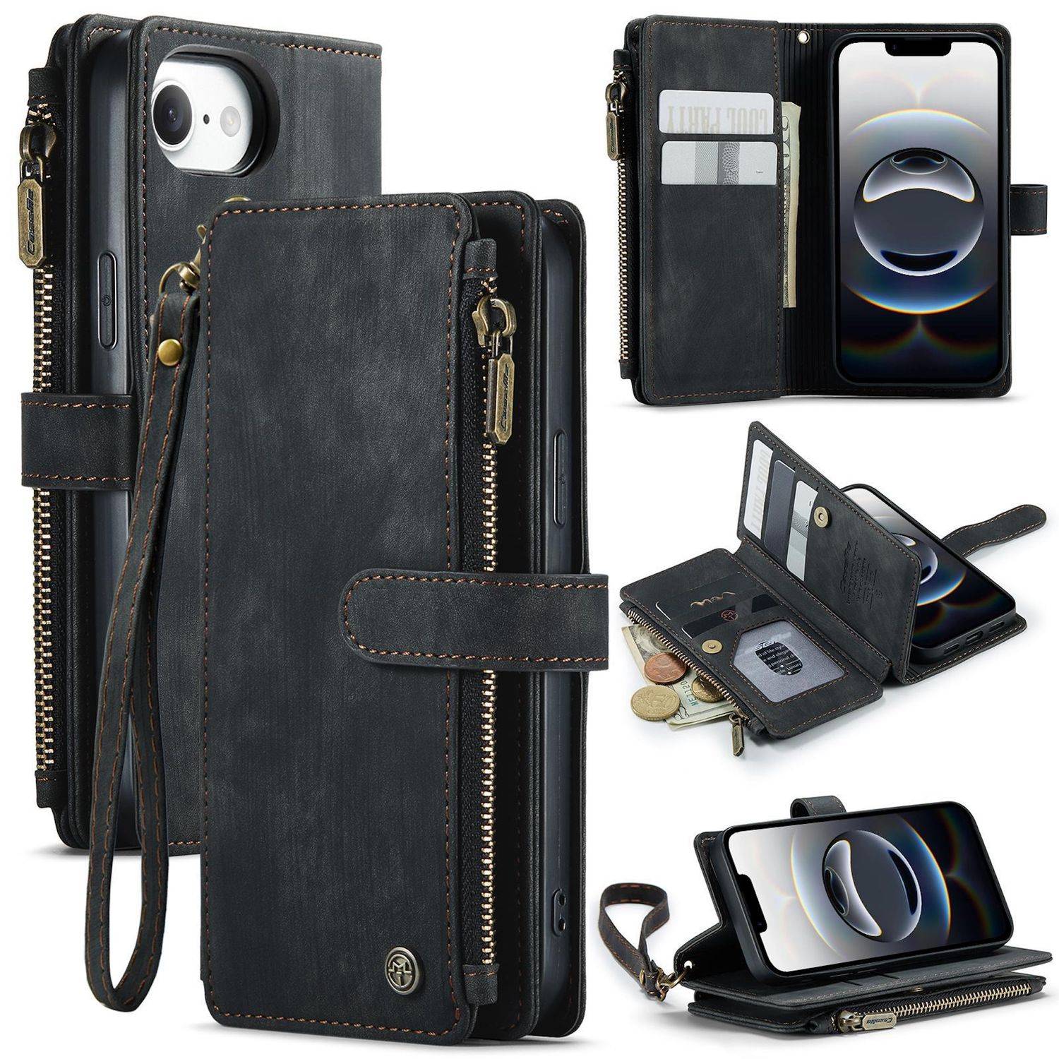 Handyhülle Klapptasche für Apple iPhone 17e / 16e Kunstleder Multifunktion