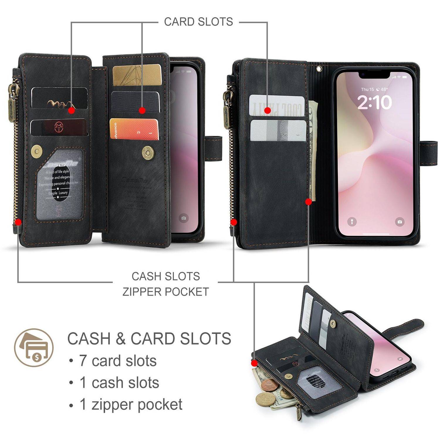 Handyhülle Klapptasche für Apple iPhone 17e / 16e Kunstleder Multifunktion