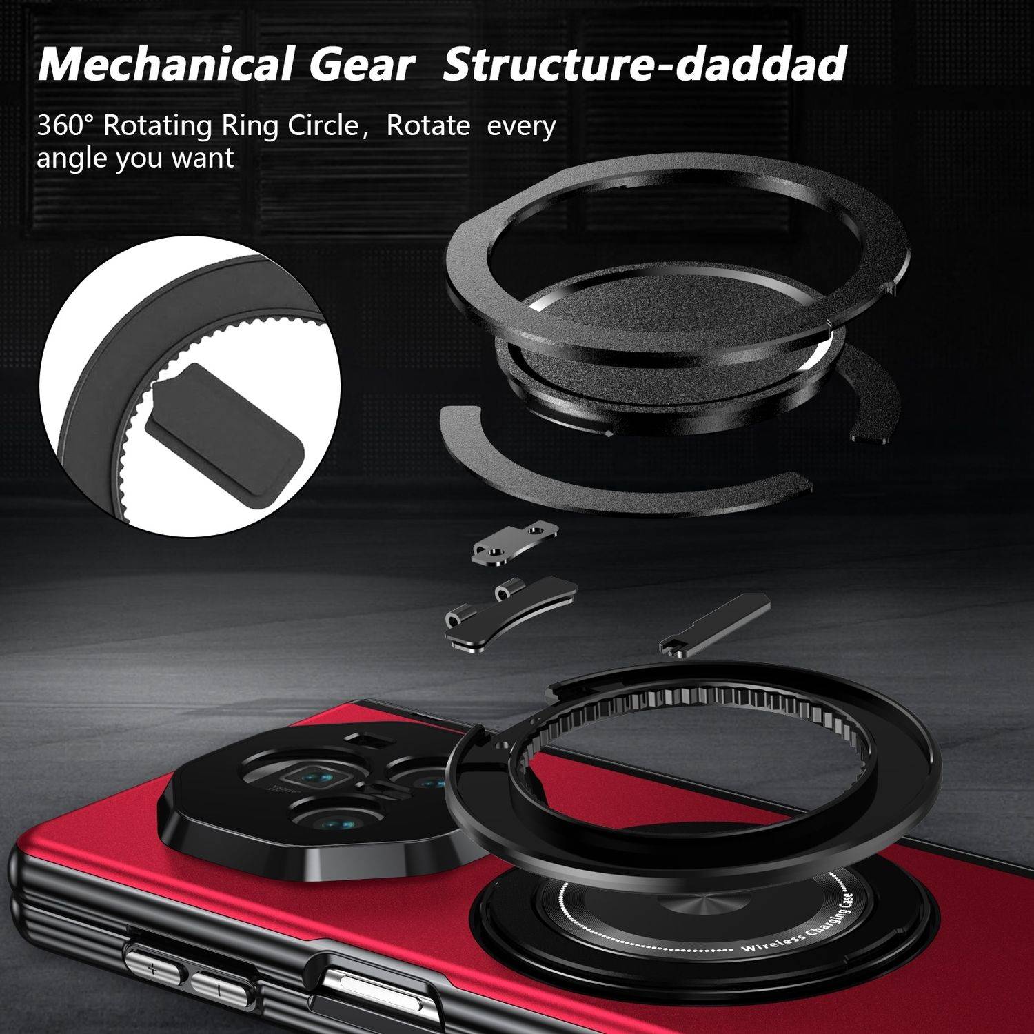 Für Honor Magic V3 Faltbare Schutz Hülle mit 360 Grad Metall Magnet Ring Rot