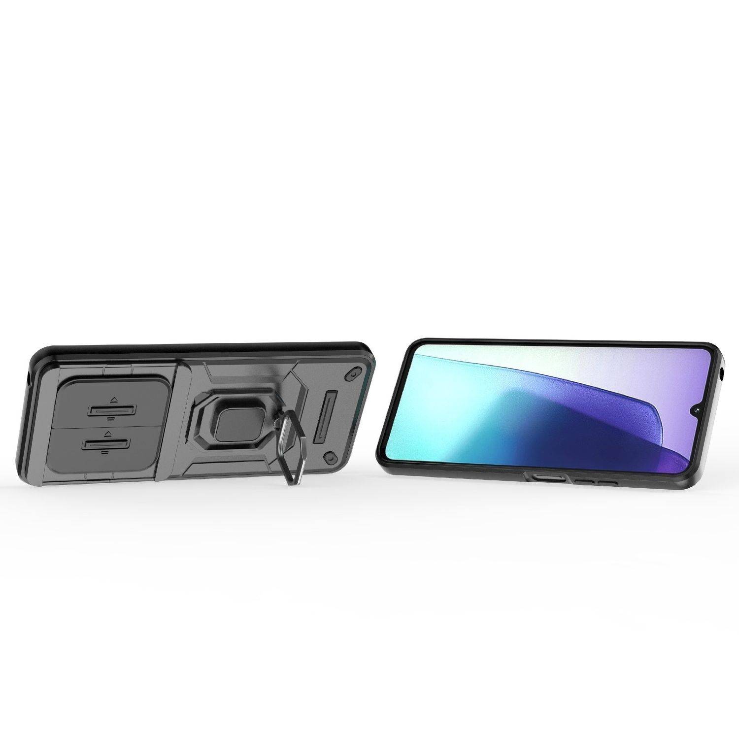 Für Xiaomi Redmi 14C 4G Sliding Kamera TPU / PC Schutz Hülle Ring Halterung Case