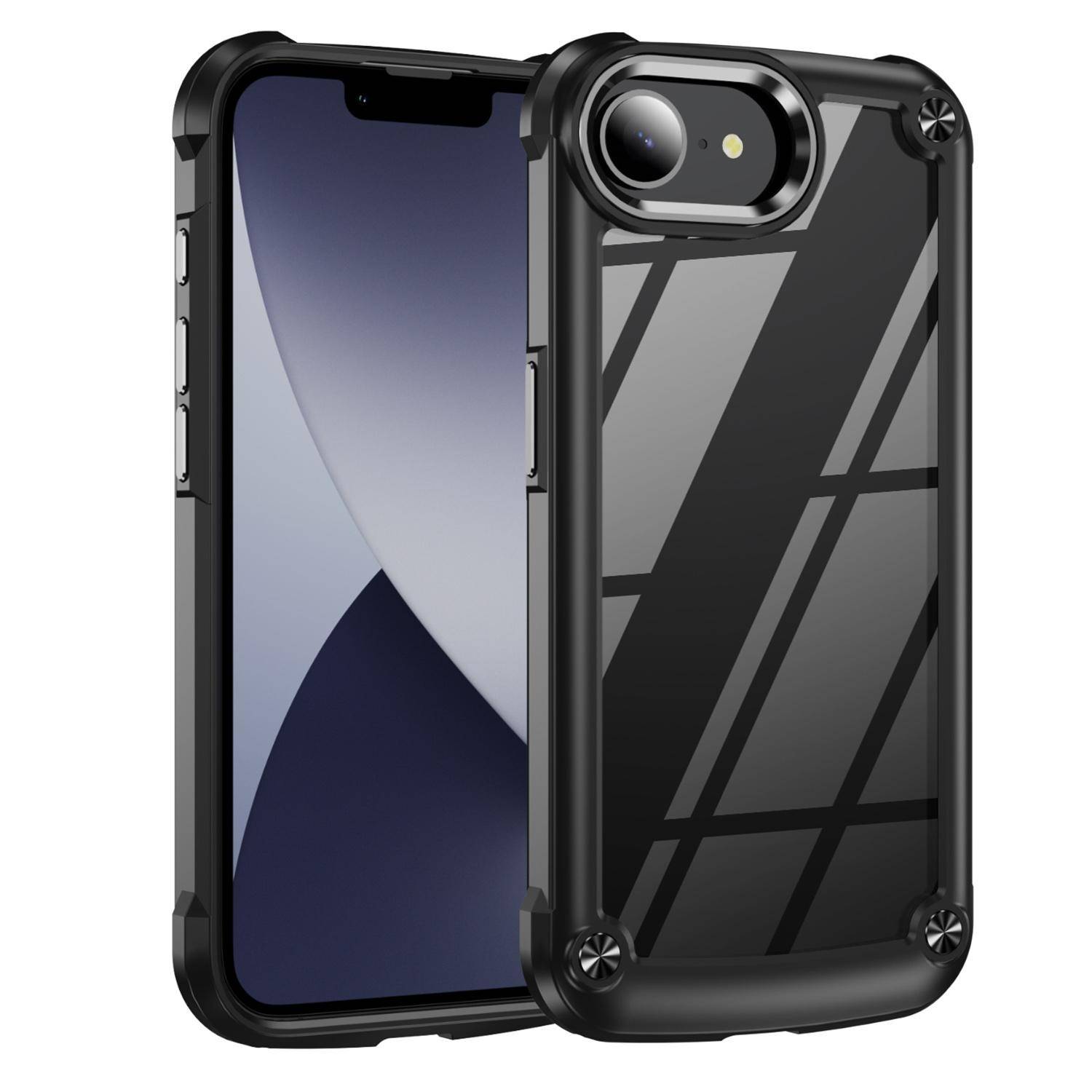 Für Apple iPhone 16e TPU + PC Hybrid Schock Hülle mit Linsenschutz Case Schwarz