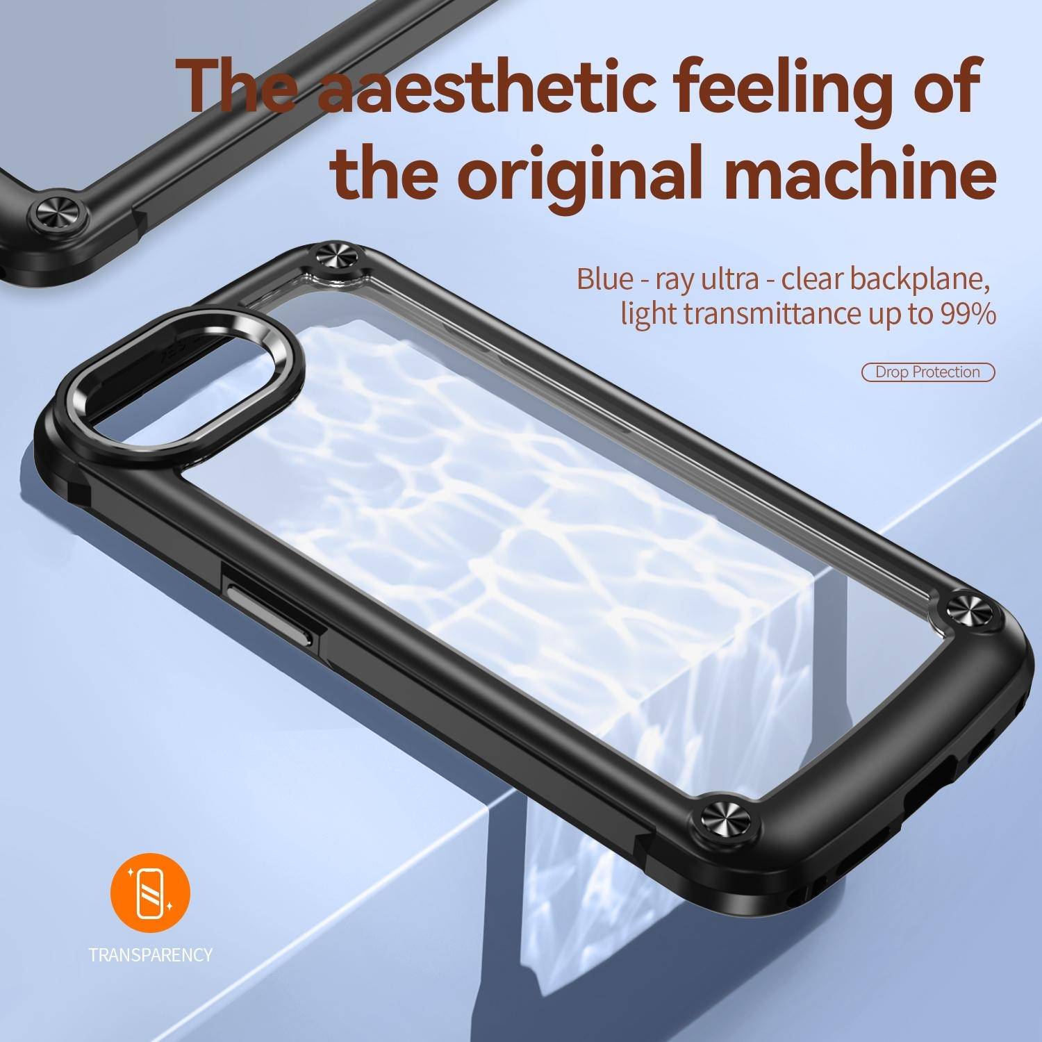 Für Apple iPhone 16e TPU + PC Hybrid Schock Hülle mit Linsenschutz Case Schwarz